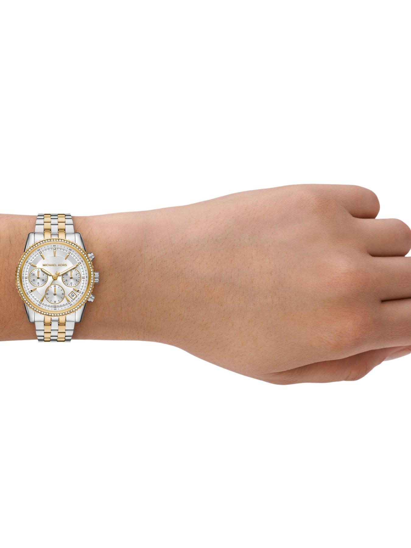 Image 4 of 7 of Michael Kors Womens Mini Bryant Chronograph, Two-Tone Stainless Steel Watch