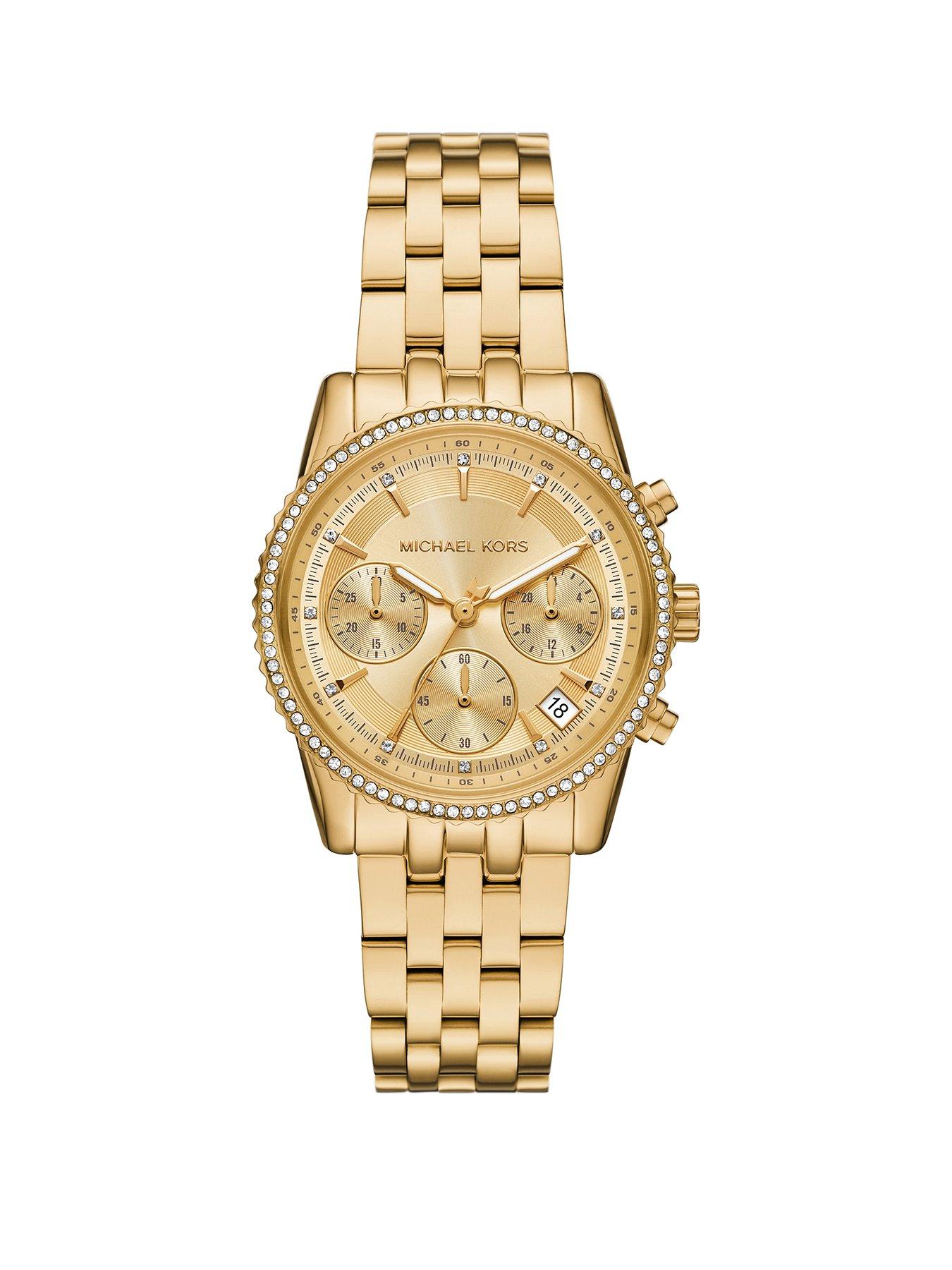 Michael Kors Womens Mini Bryant Chronograph, Gold-Tone Stainless Steel Watch