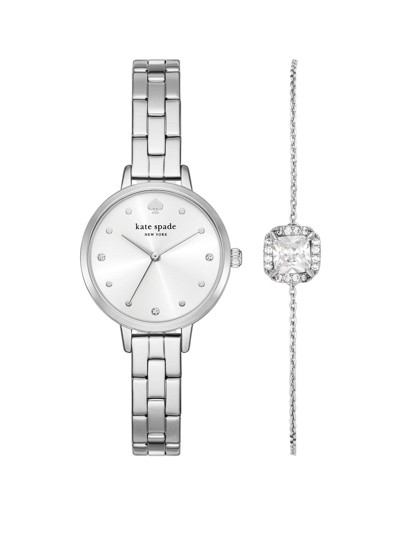undefined women's metro three-hand, silver-tone alloy watch, KSW1867
