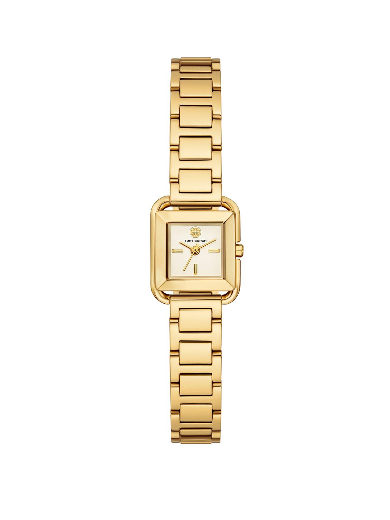 Tory Burch Women's Mini Kira Square 2-Hand Gold-Tone Stainless Steel Watch TBW6022