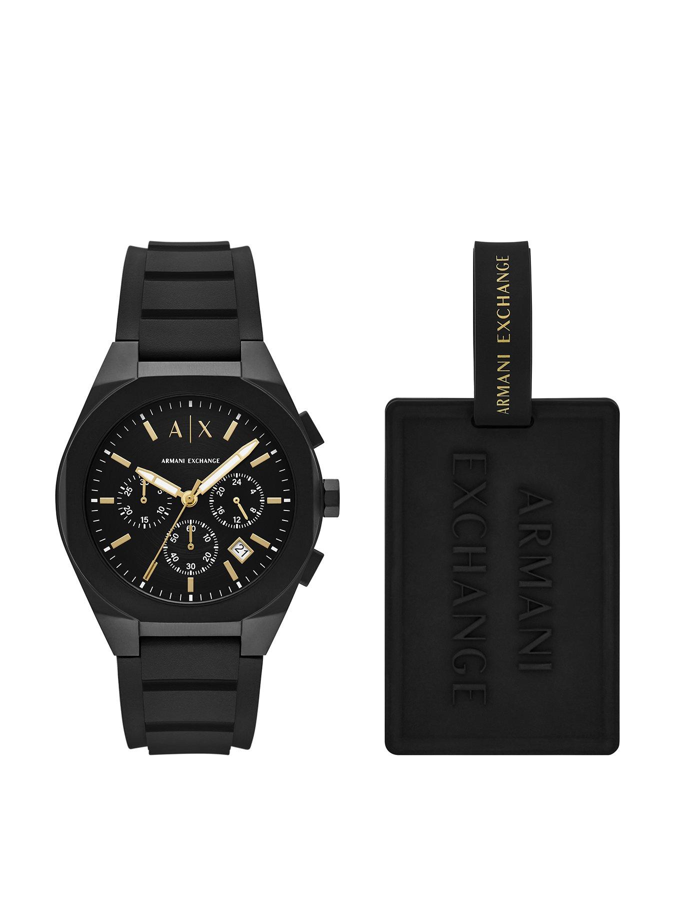 undefined Men's Chronograph Black Stainless Steel Watch [AX7165SET]