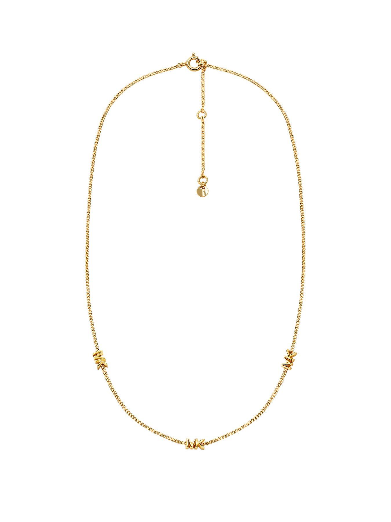 Product photograph of Michael Kors Women S 14k Gold-plated Sterling Silver Station Necklace Mkc1780710 from very.co.uk