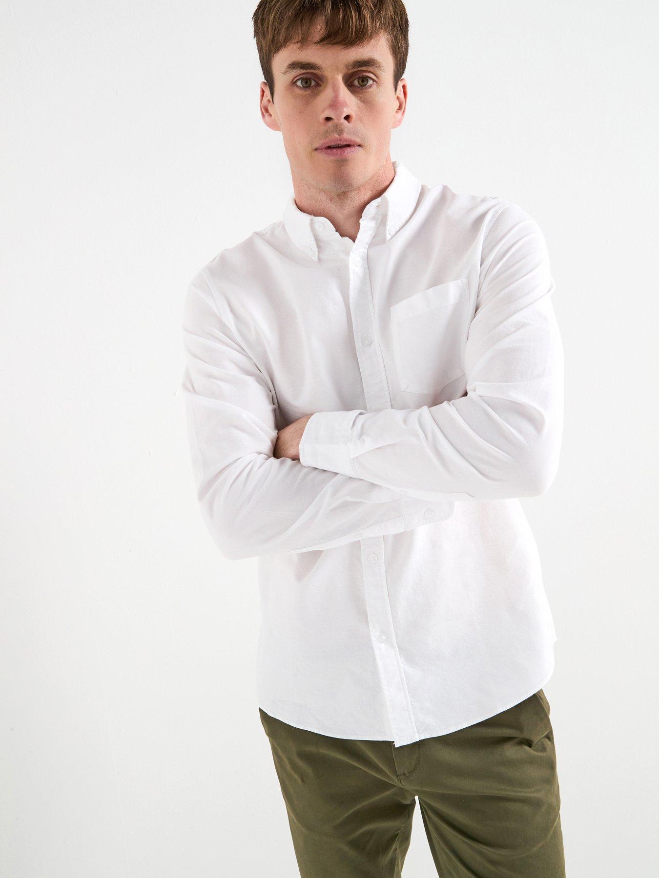 undefined Long Sleeve Button Down Oxford Shirt  - White