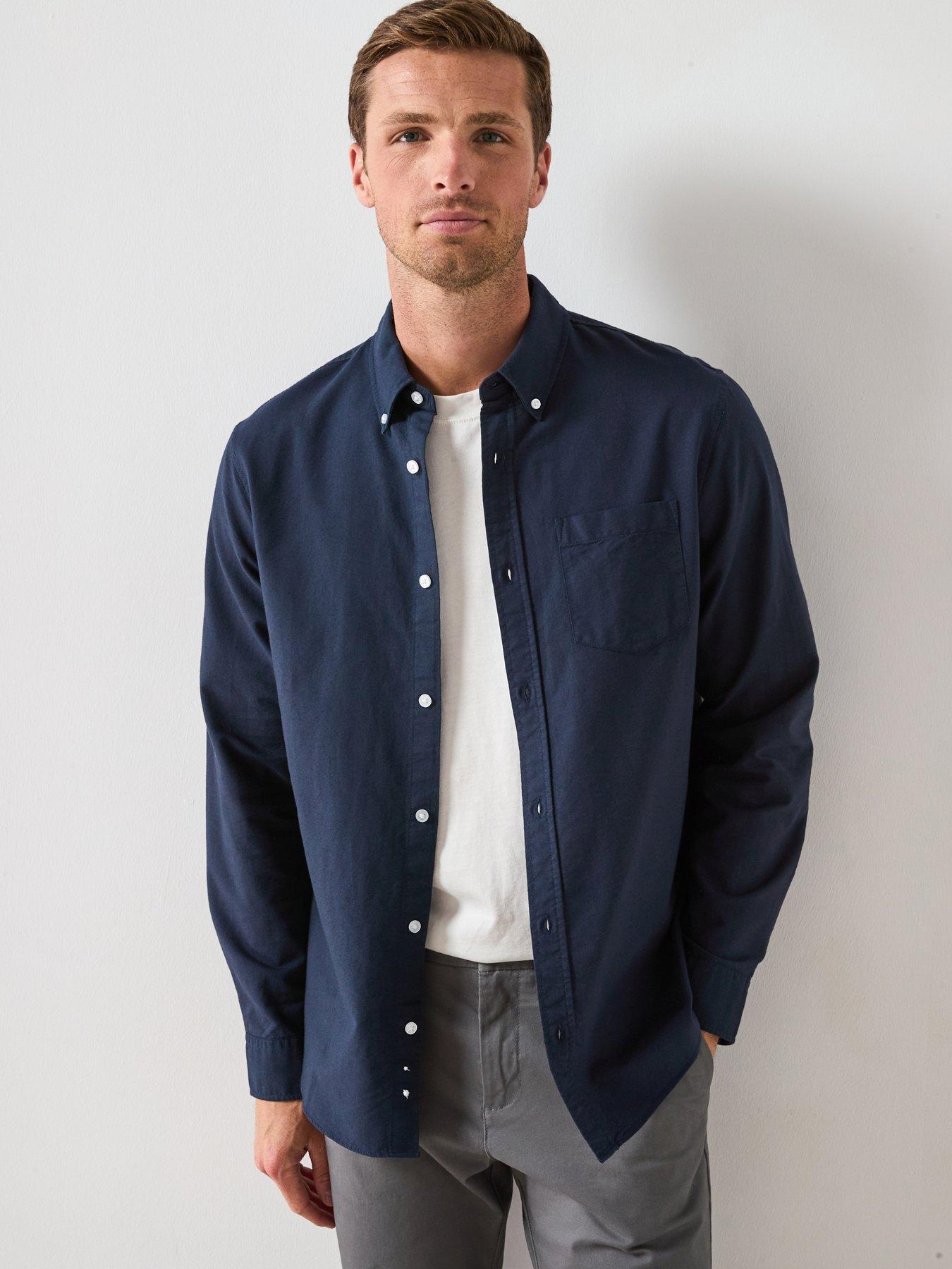 The Very Collection Pure Cotton Long Sleeve Button Down Oxford Shirt - Navy