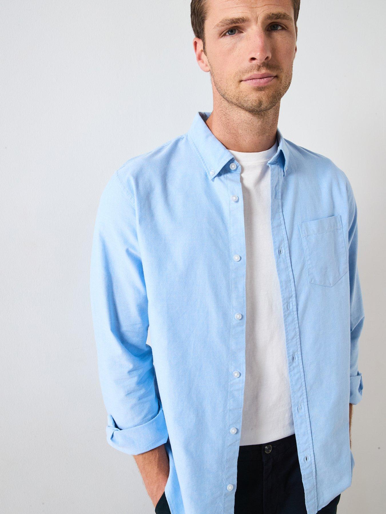 The Very Collection Pure Cotton Long Sleeve Button Down Oxford Shirt - Light Blue