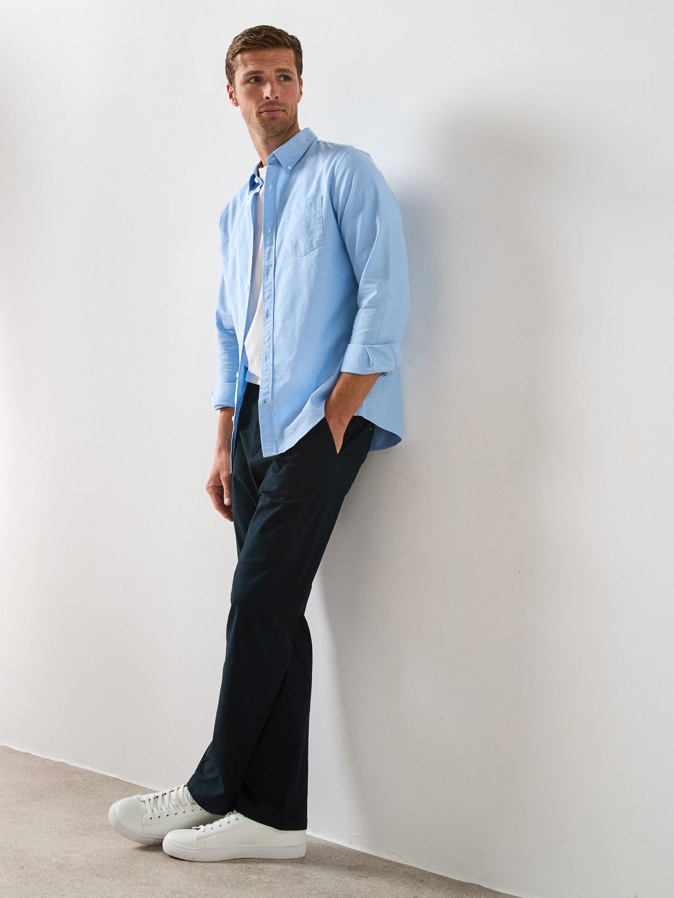 Image 3 of 6 of The Very Collection Long Sleeve Button Down Oxford Shirt - Light Blue