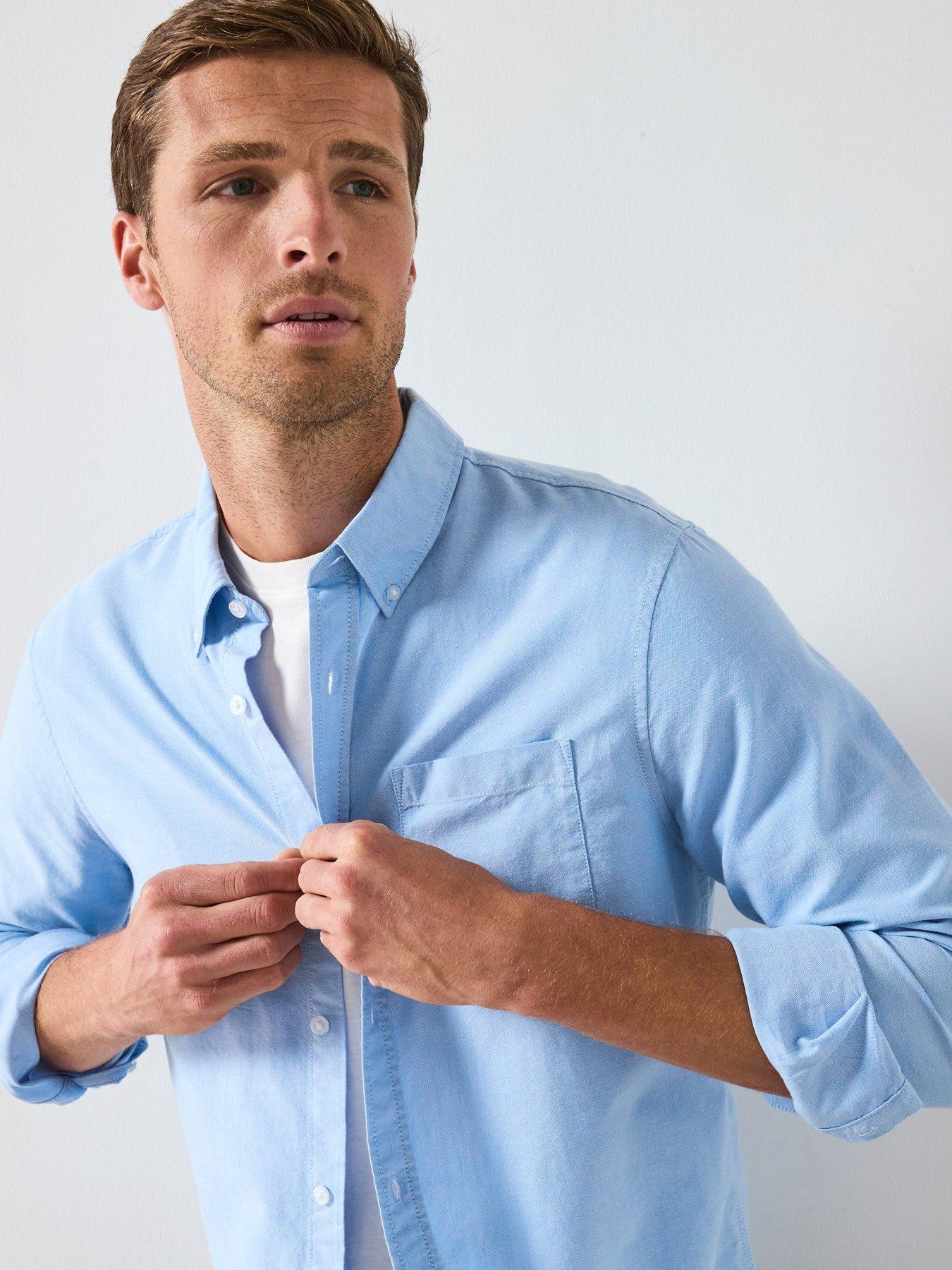 Image 4 of 6 of The Very Collection Long Sleeve Button Down Oxford Shirt - Light Blue