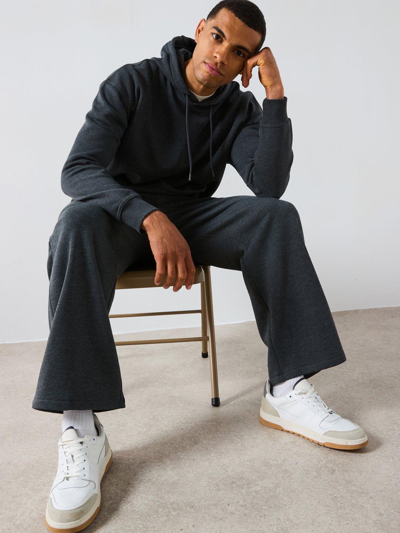 undefined Essential Oversized Open Hem Joggers - Charcoal