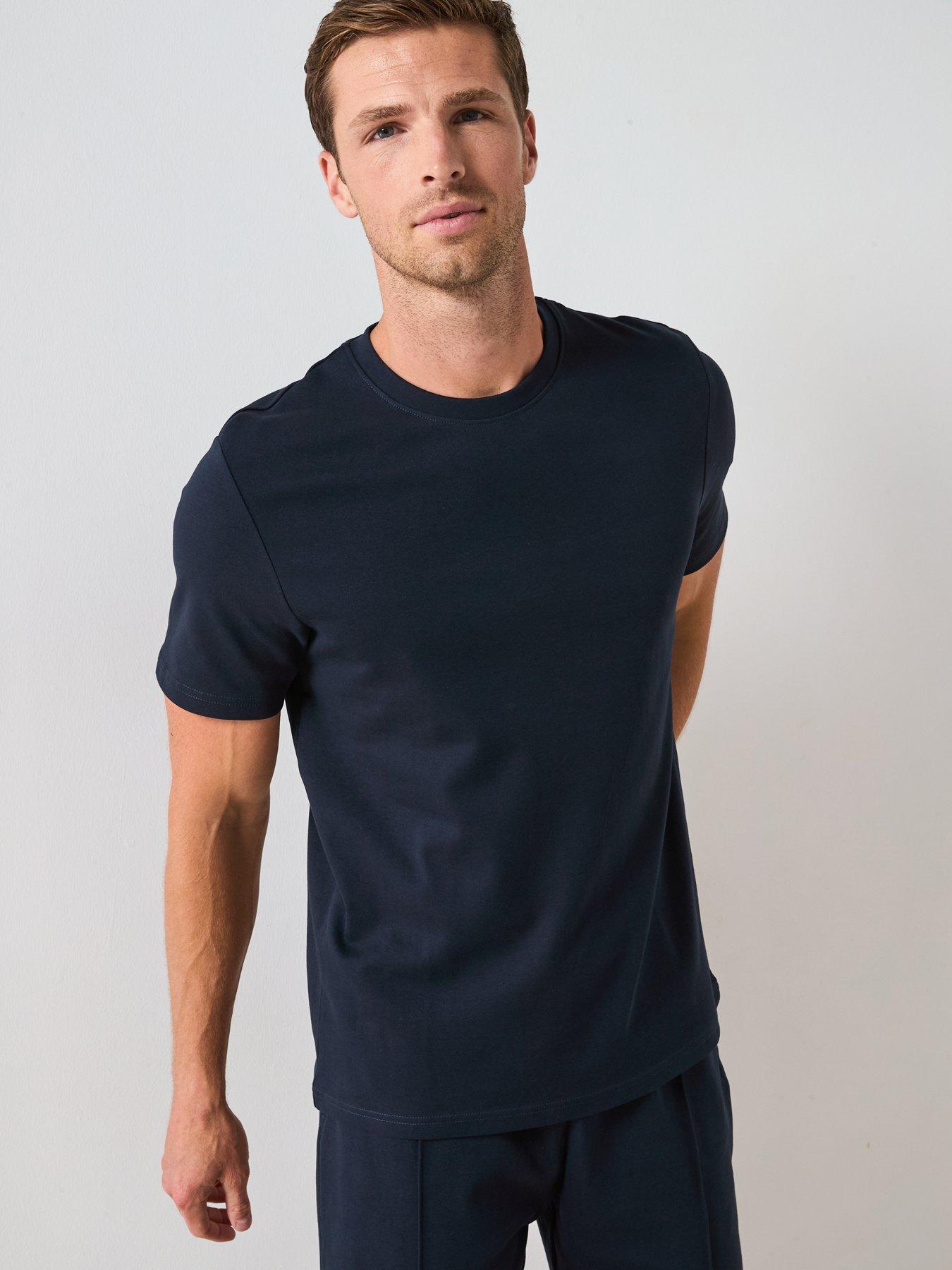 Image 3 of 6 of Very Man Pure Cotton Interlock T-shirt And Short Set - Navy