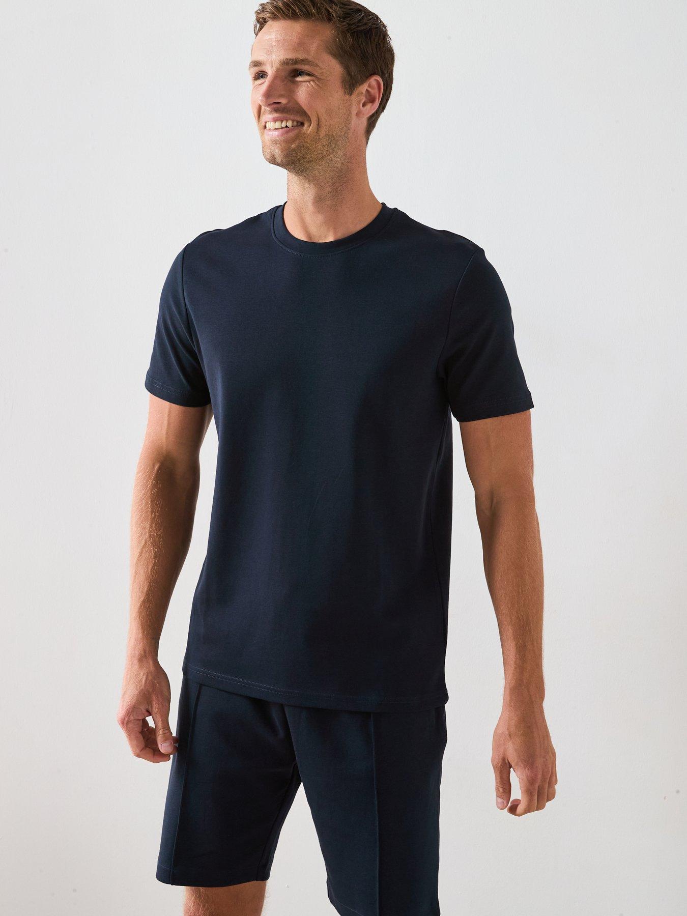 Image 4 of 6 of Very Man Pure Cotton Interlock T-shirt And Short Set - Navy