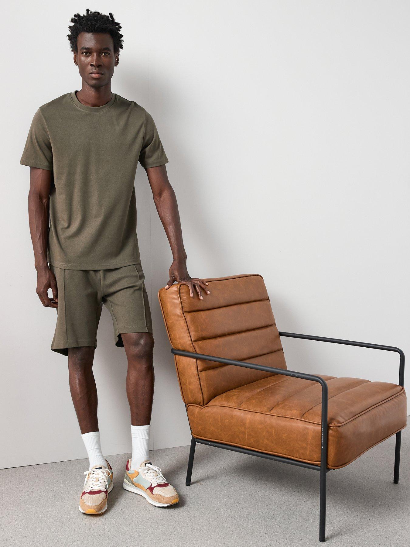 Image 6 of 6 of Very Man 100% Cotton Interlock T-Shirt And Short Set - Khaki