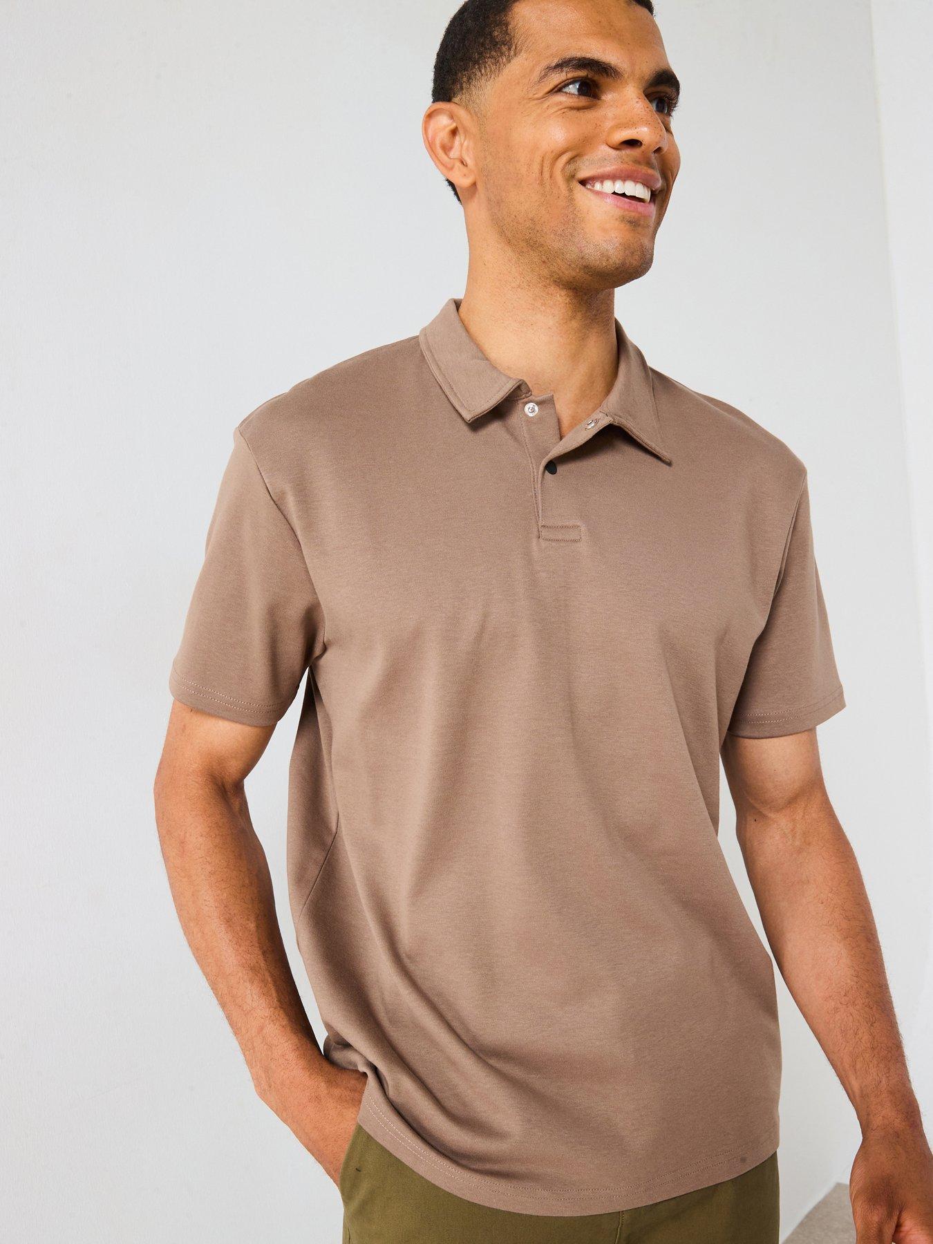 undefined Interlock Popper Polo Top - Brown