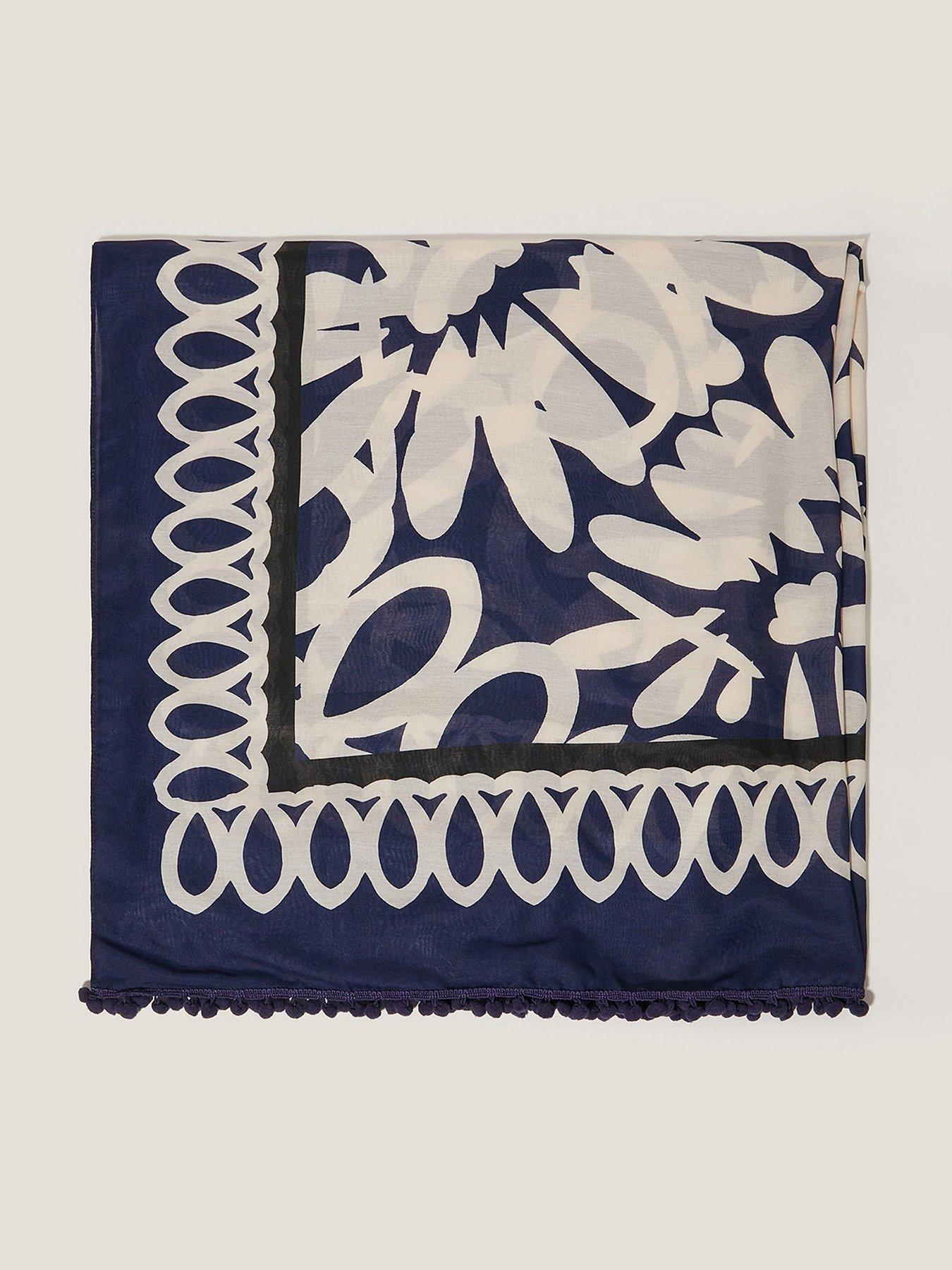 Image 1 of 2 of Monsoon Aria Abstract Scarf - Navy