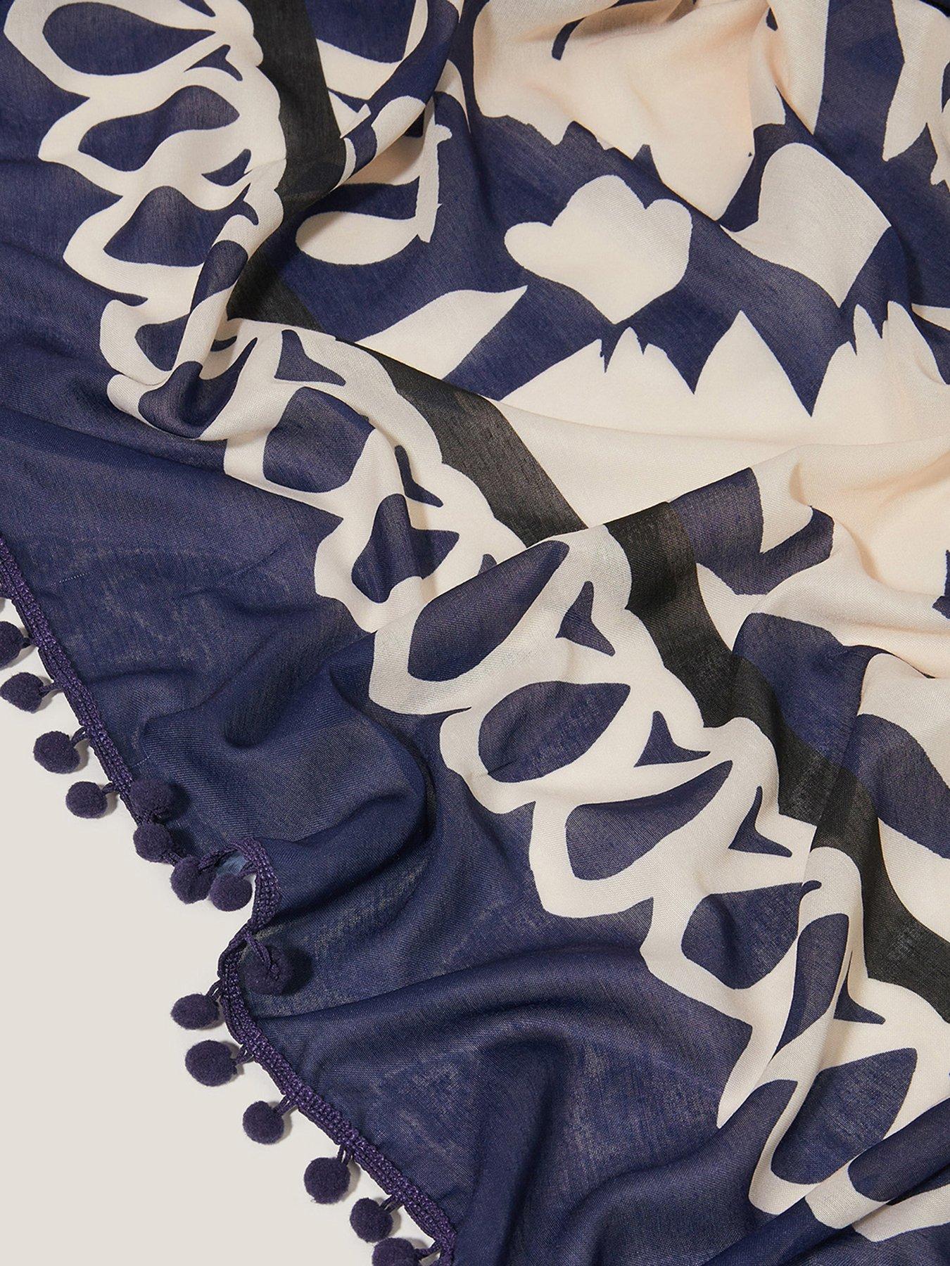 Image 2 of 2 of Monsoon Aria Abstract Scarf - Navy