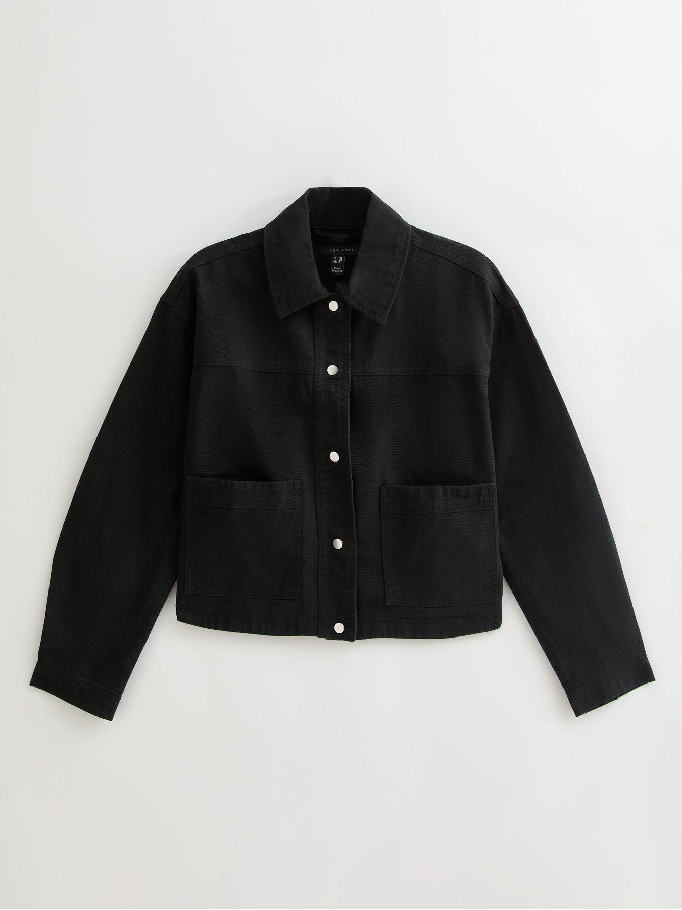 New Look Black Cotton Button Up Shacket Very