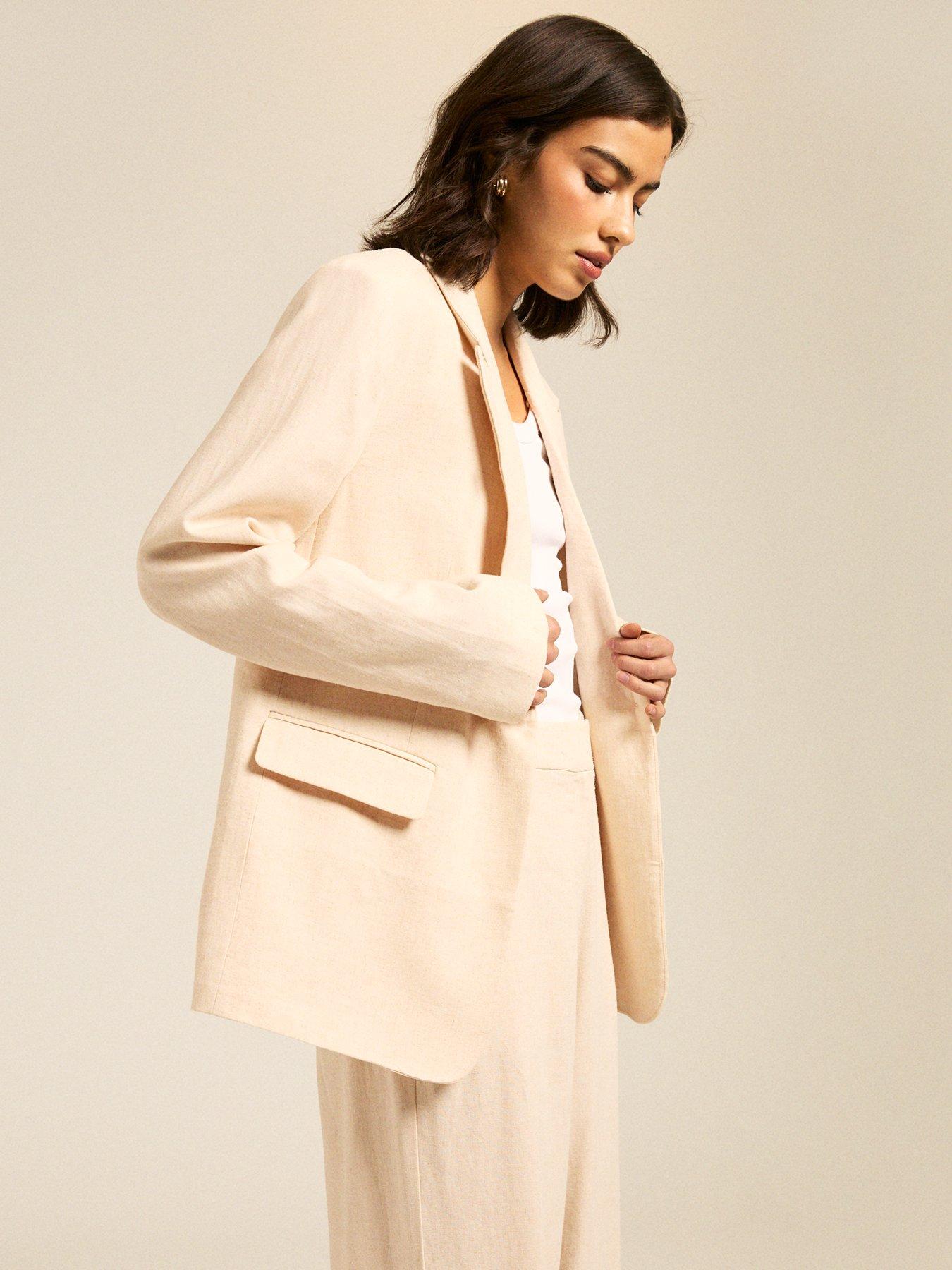 New Look: Stone Linen Blend Blazer - Beige