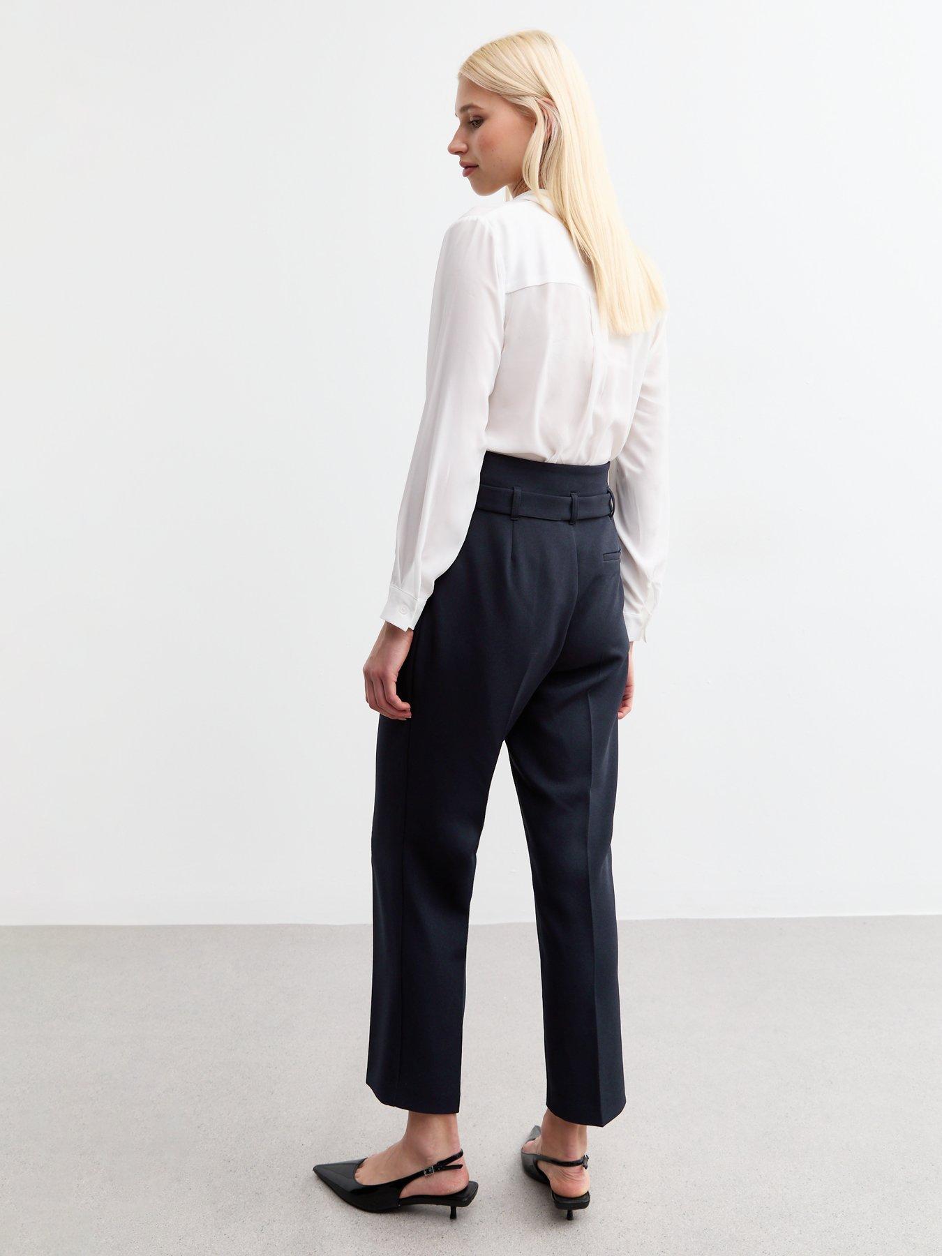 Image 2 of 5 of New Look Navy Paperbag Trousers