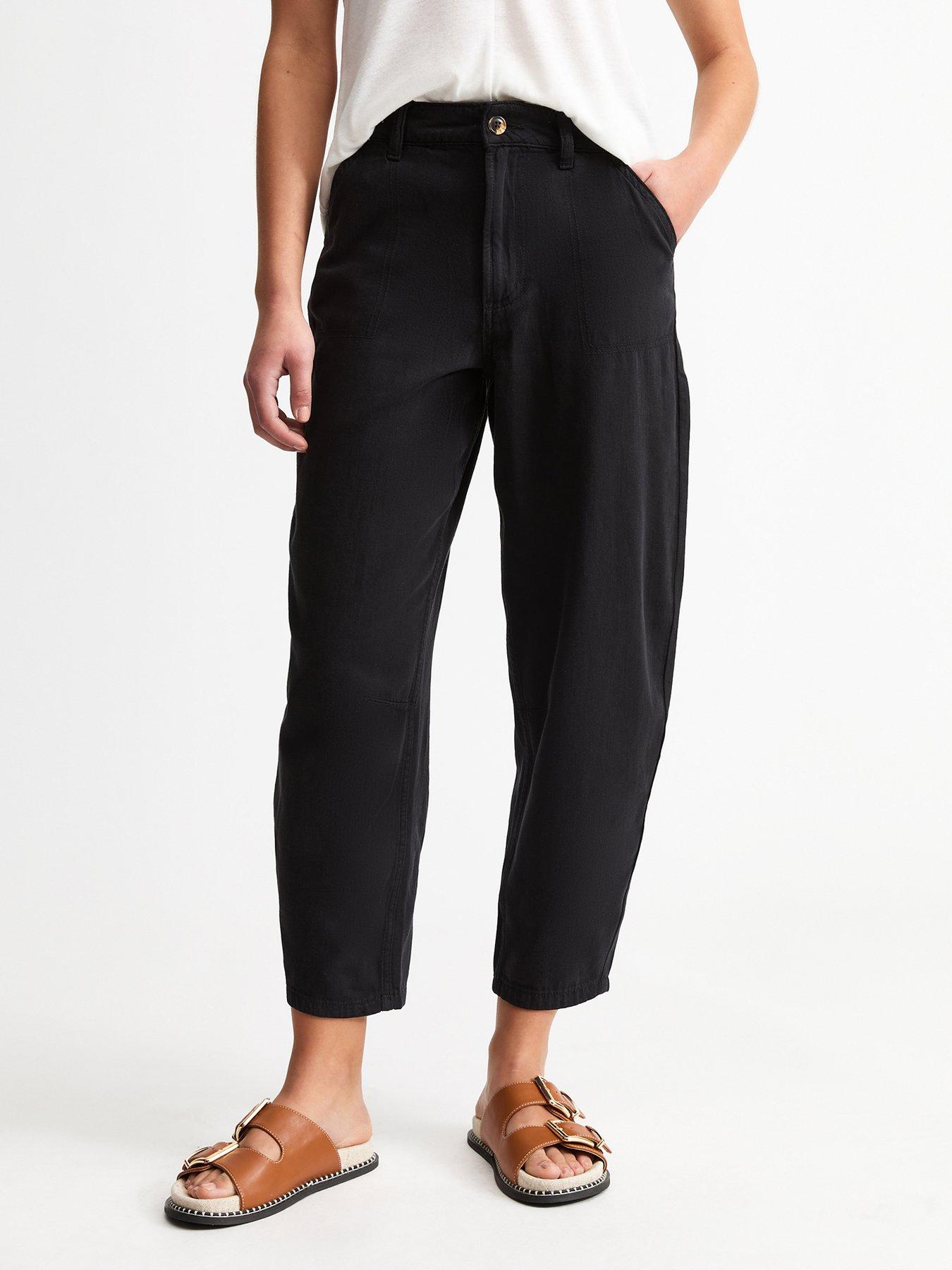 undefined Twill Barrel Leg Cargo Trousers - Black