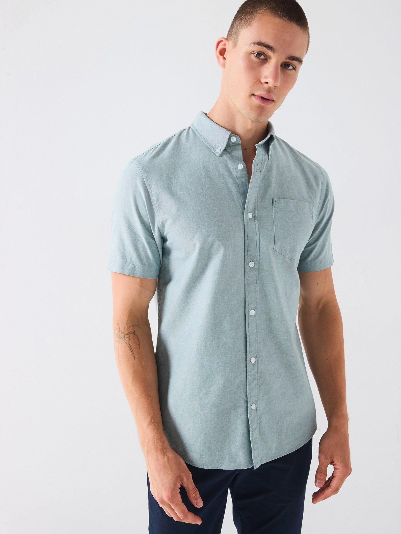 undefined Short Sleeve Button Down Oxford Shirt- Green