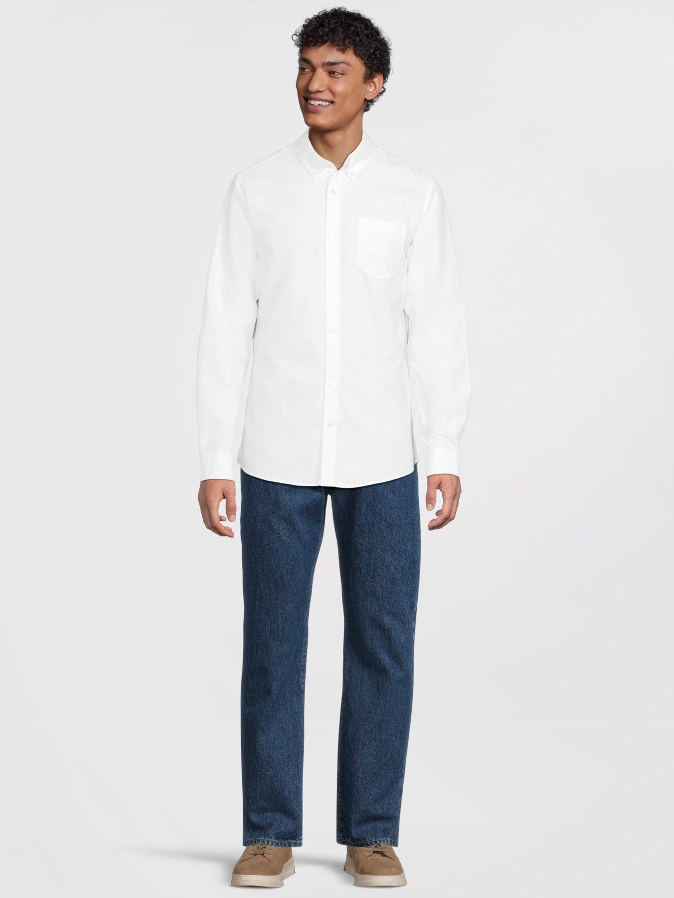 Image 4 of 7 of Very Man 2 Pack Long Sleeve Oxford Shirt - Navy/White