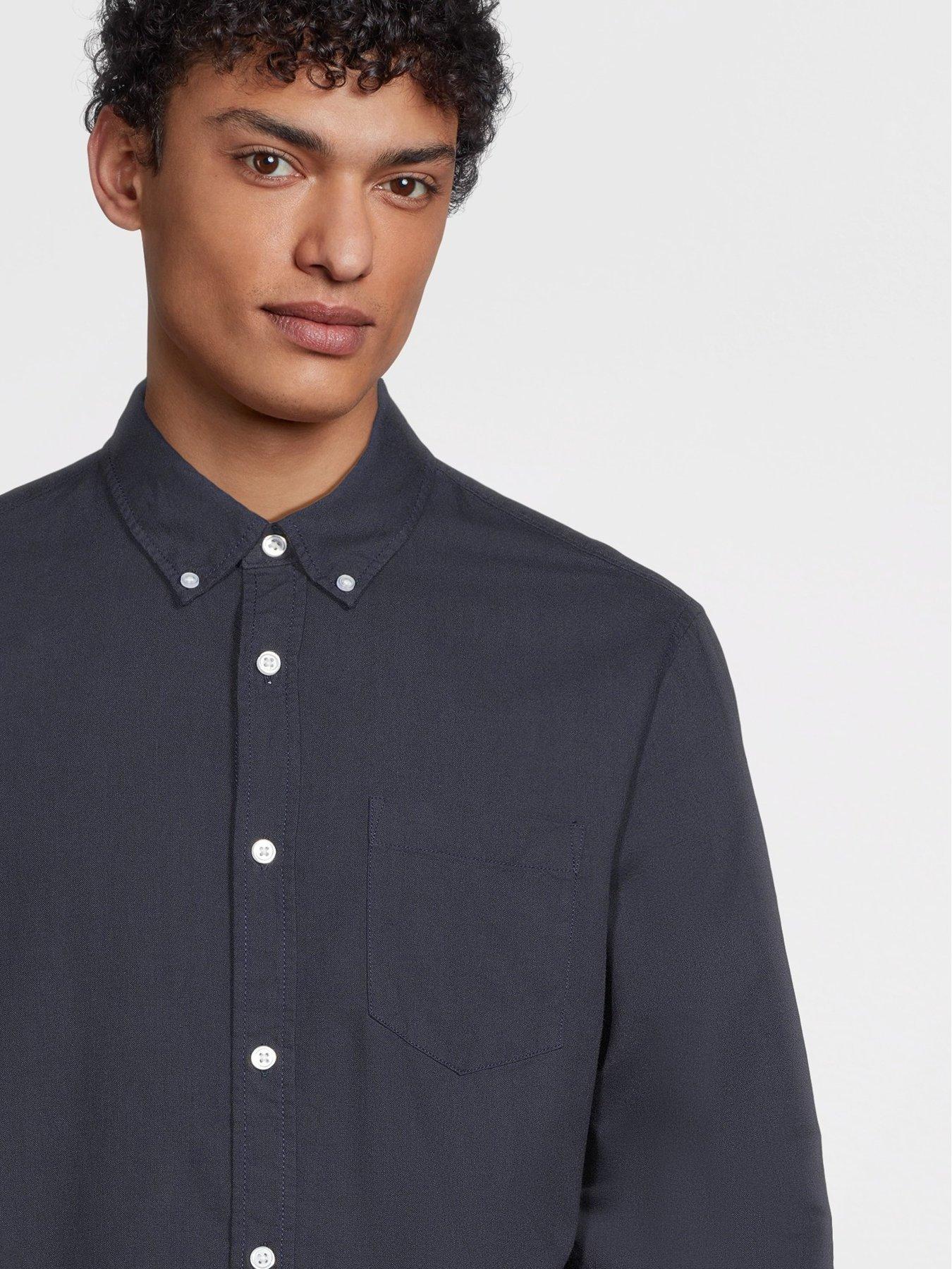 Image 6 of 7 of Very Man 2 Pack Long Sleeve Oxford Shirt - Navy/White