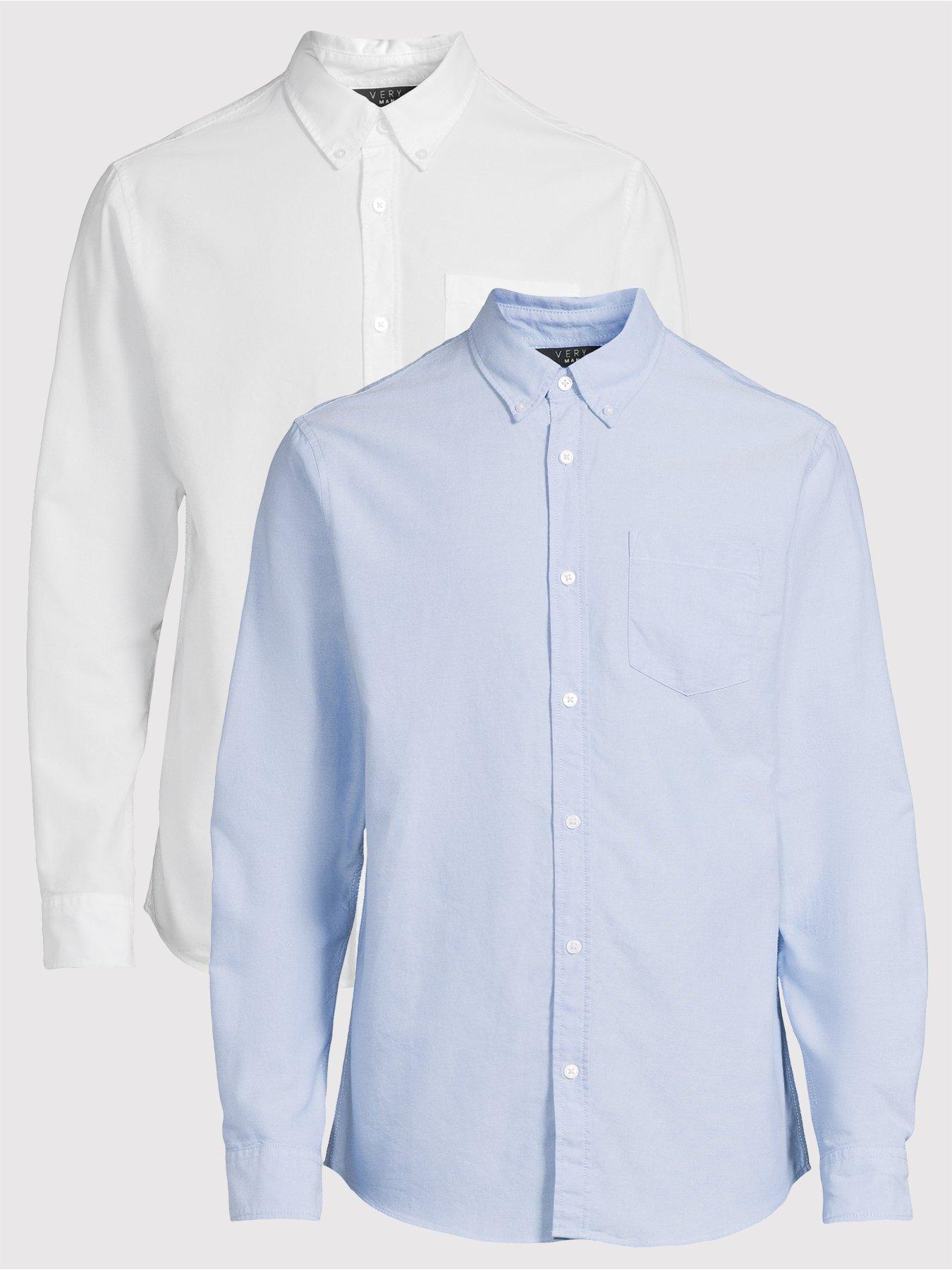 undefined 2 pack Long Sleeve Oxford shirt - White/ Light Blue