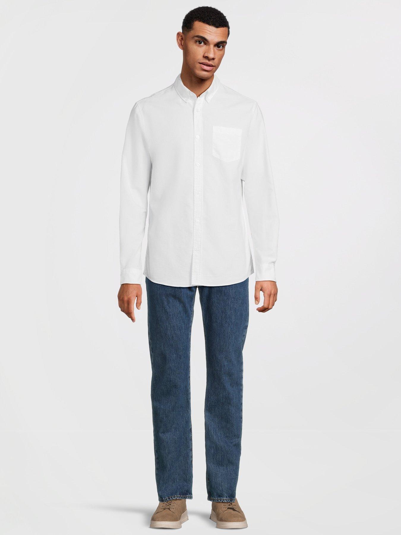 Image 4 of 6 of The Very Collection 2 Pack Pure Cotton Long Sleeve Oxford Shirt - White/Light Blue
