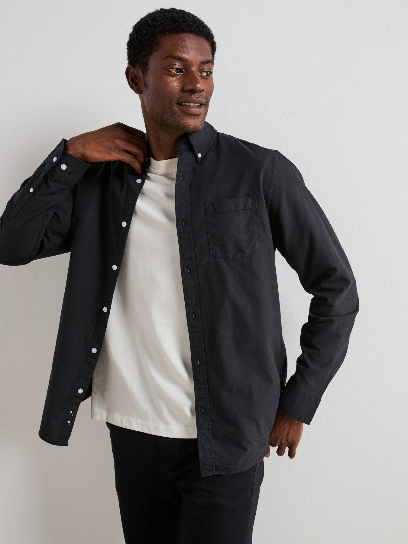 undefined Long Sleeve Button Down Oxford Shirt - Black