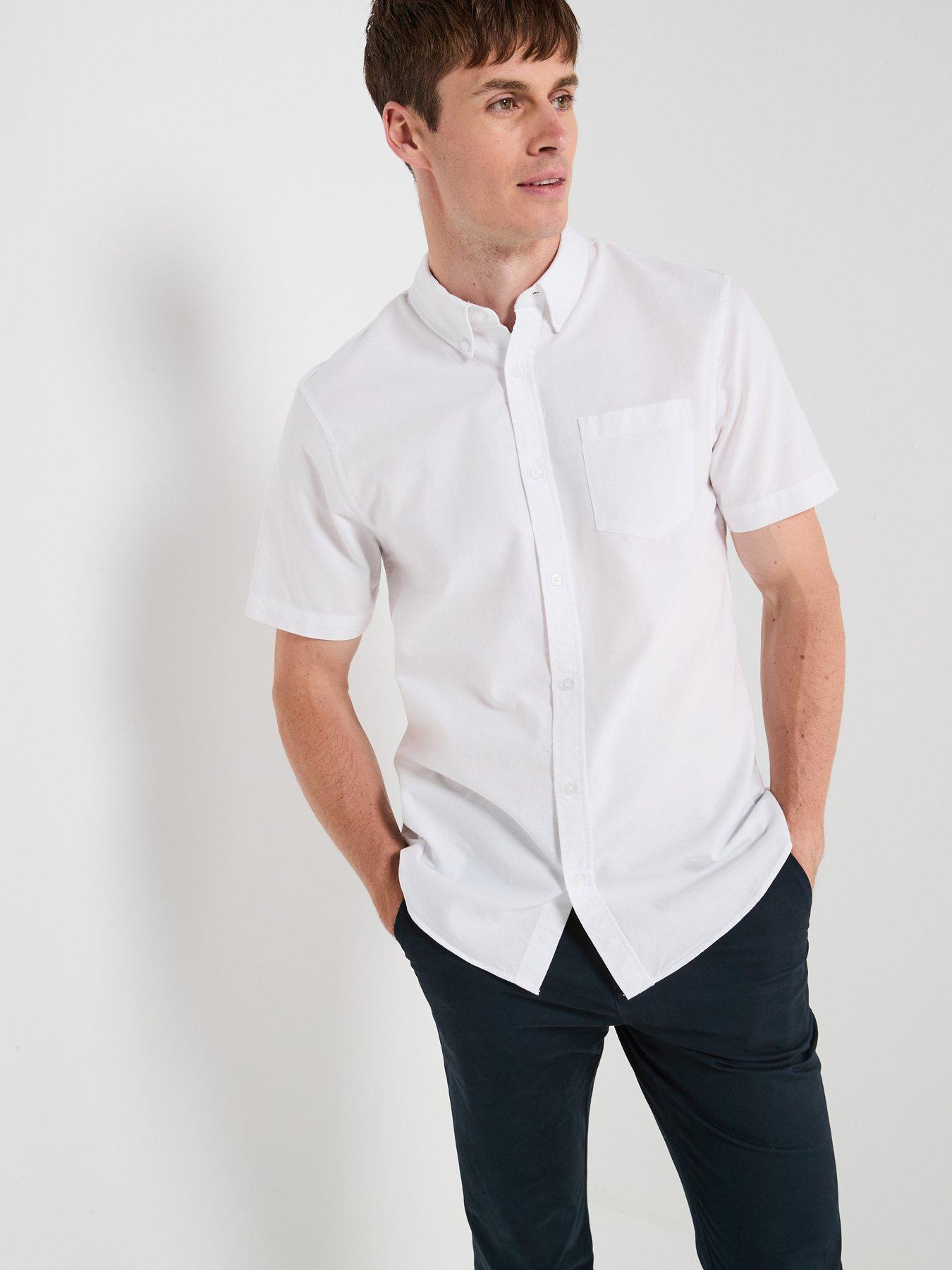 The Very Collection Pure Cotton Short Sleeve Button Down Oxford Shirt -white