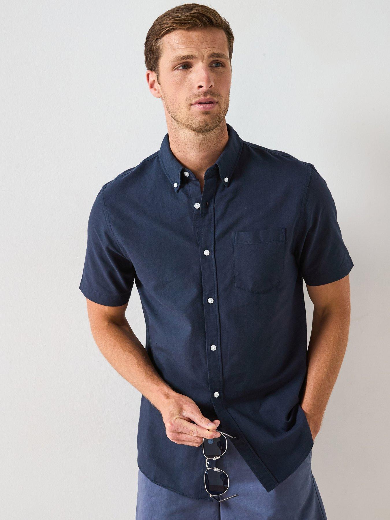 undefined Short Sleeve Button Down Oxford Shirt - Navy