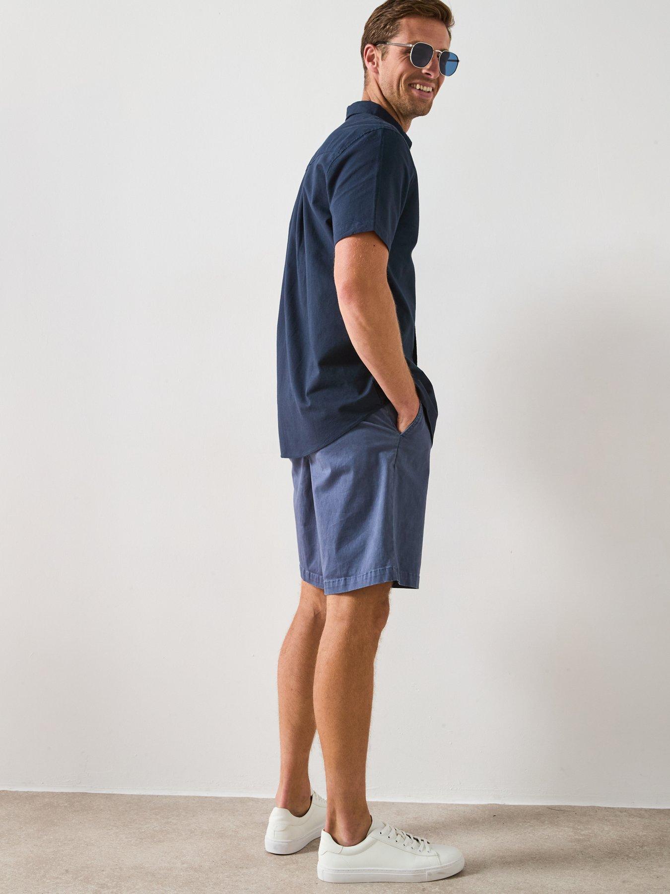 Image 5 of 6 of The Very Collection Pure Cotton Short Sleeve Button Down Oxford Shirt - Navy
