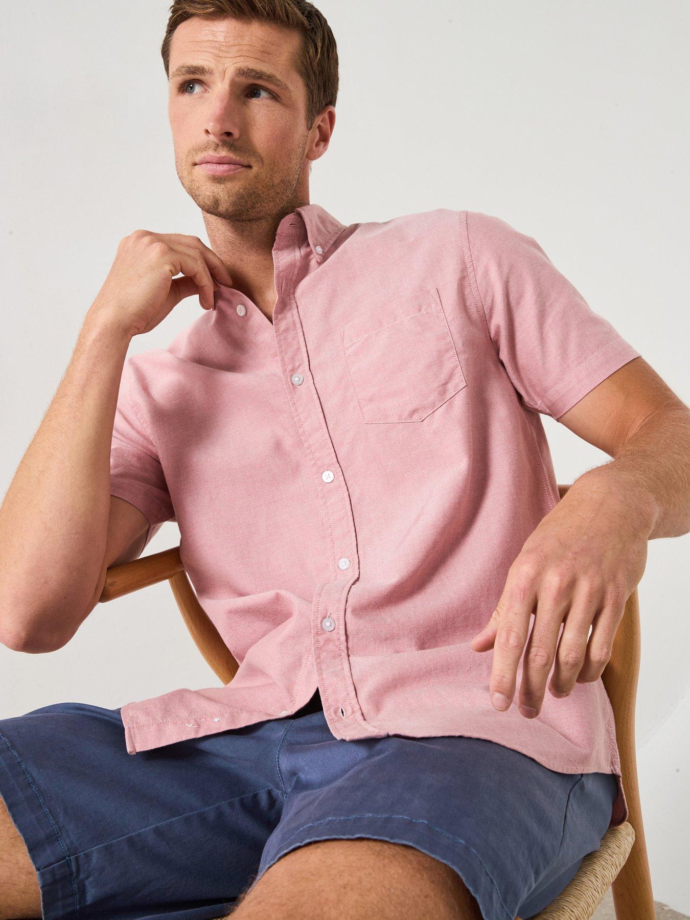 undefined Short Sleeve Button Down Oxford Shirt - Pink