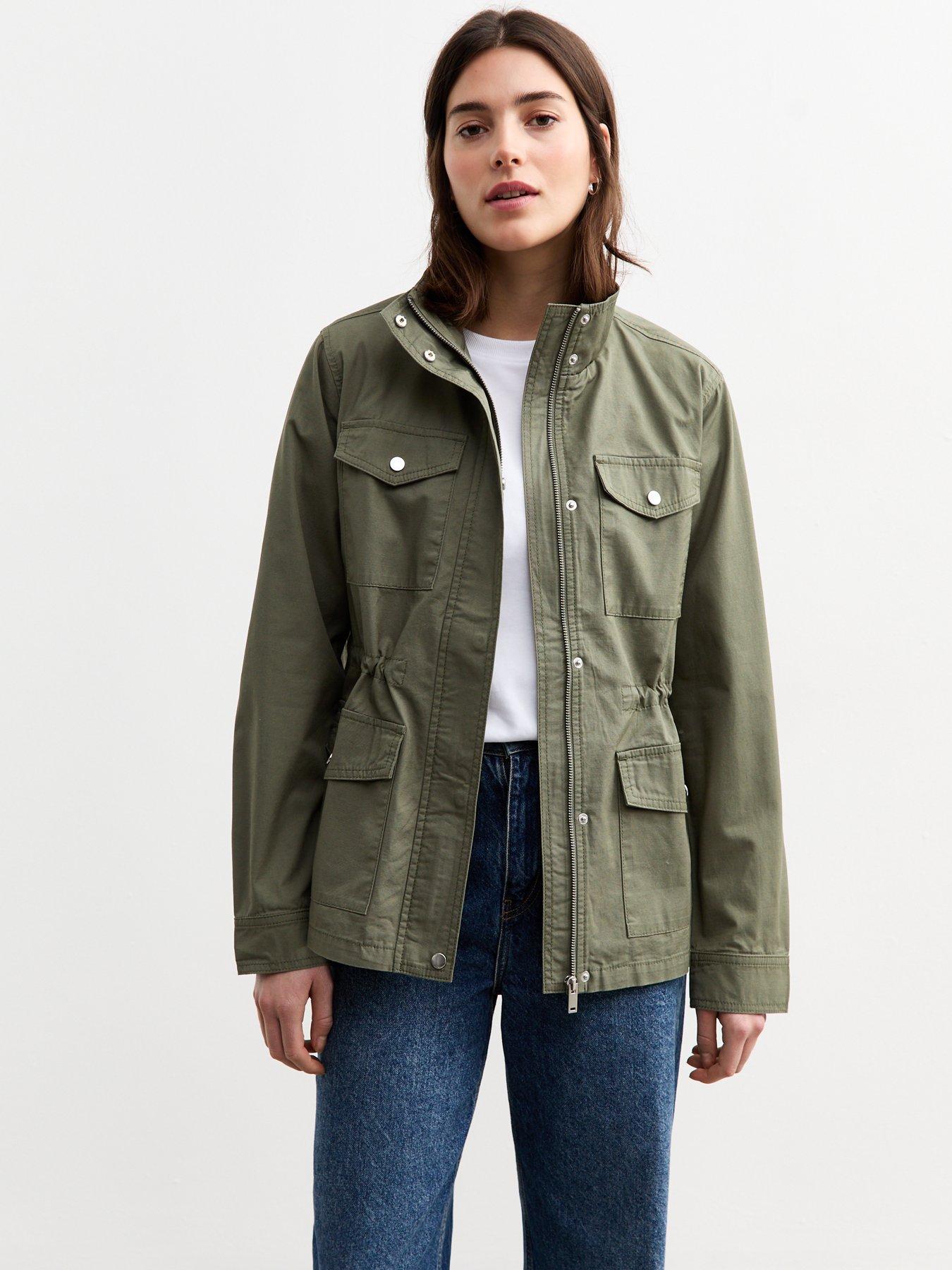 Image 1 of 3 of New Look Khaki Four Pocket Twill Shacket - Green