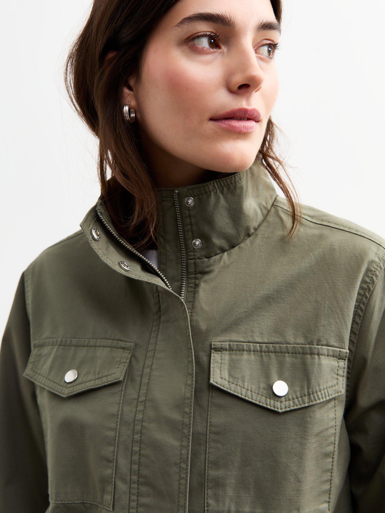 Image 3 of 3 of New Look Khaki Four Pocket Twill Shacket - Green