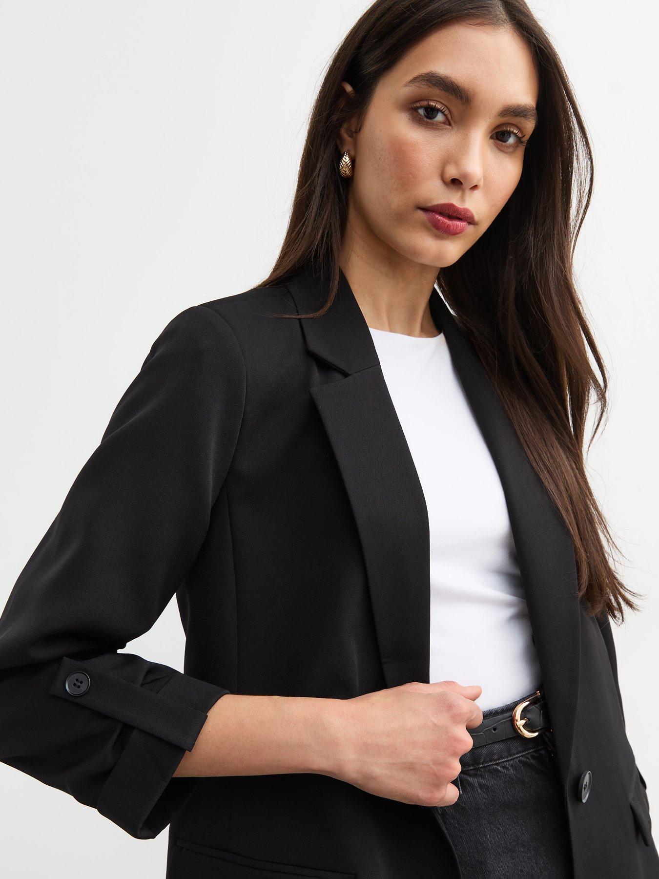 Cropped Blazer New Look Black Blazer Jacket Charcoal Tailored