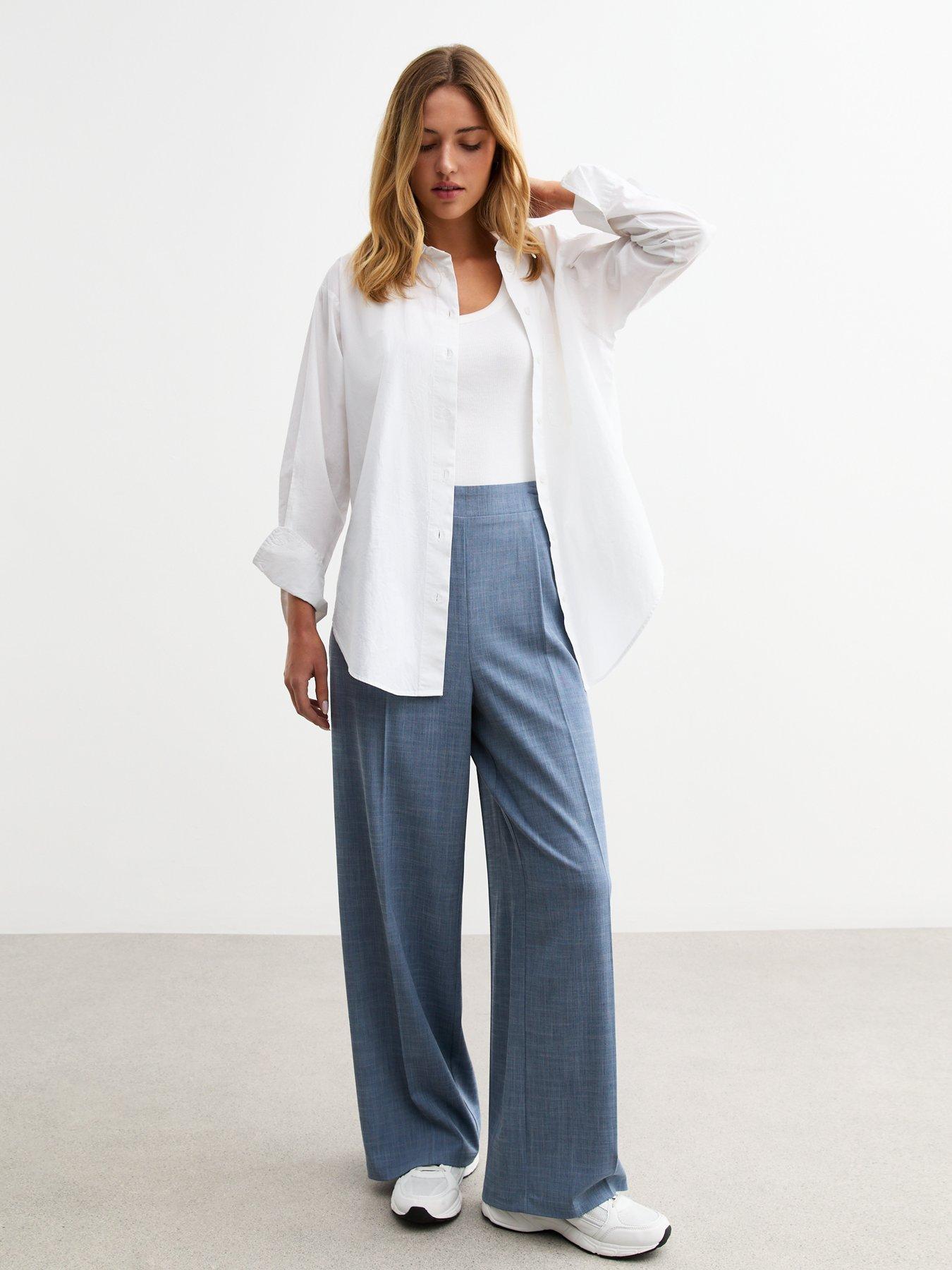 undefined Light Blue Pull On Tailored Trousers