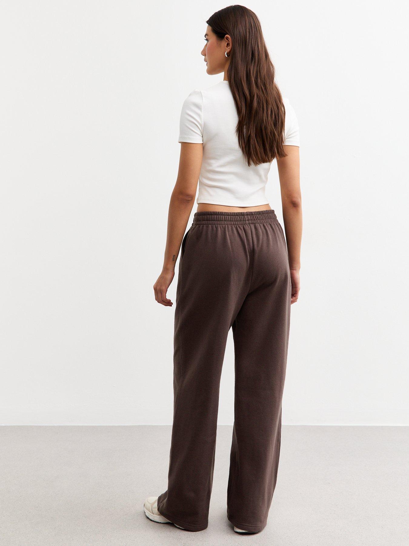 Image 2 of 4 of New Look Dark Brown Double Seam Wide Leg Joggers