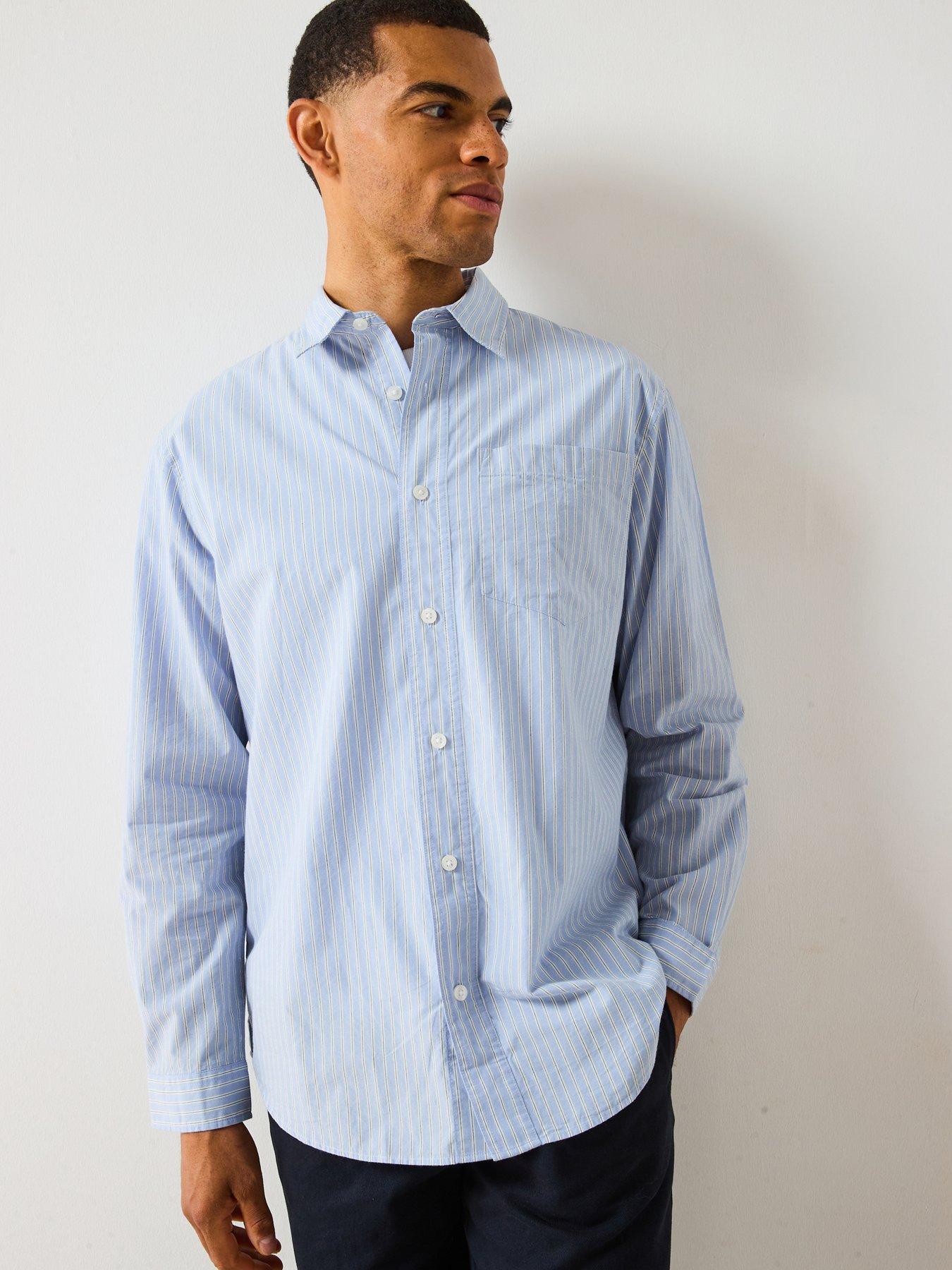 undefined Long Sleeve Stripe Shirt - Light Blue