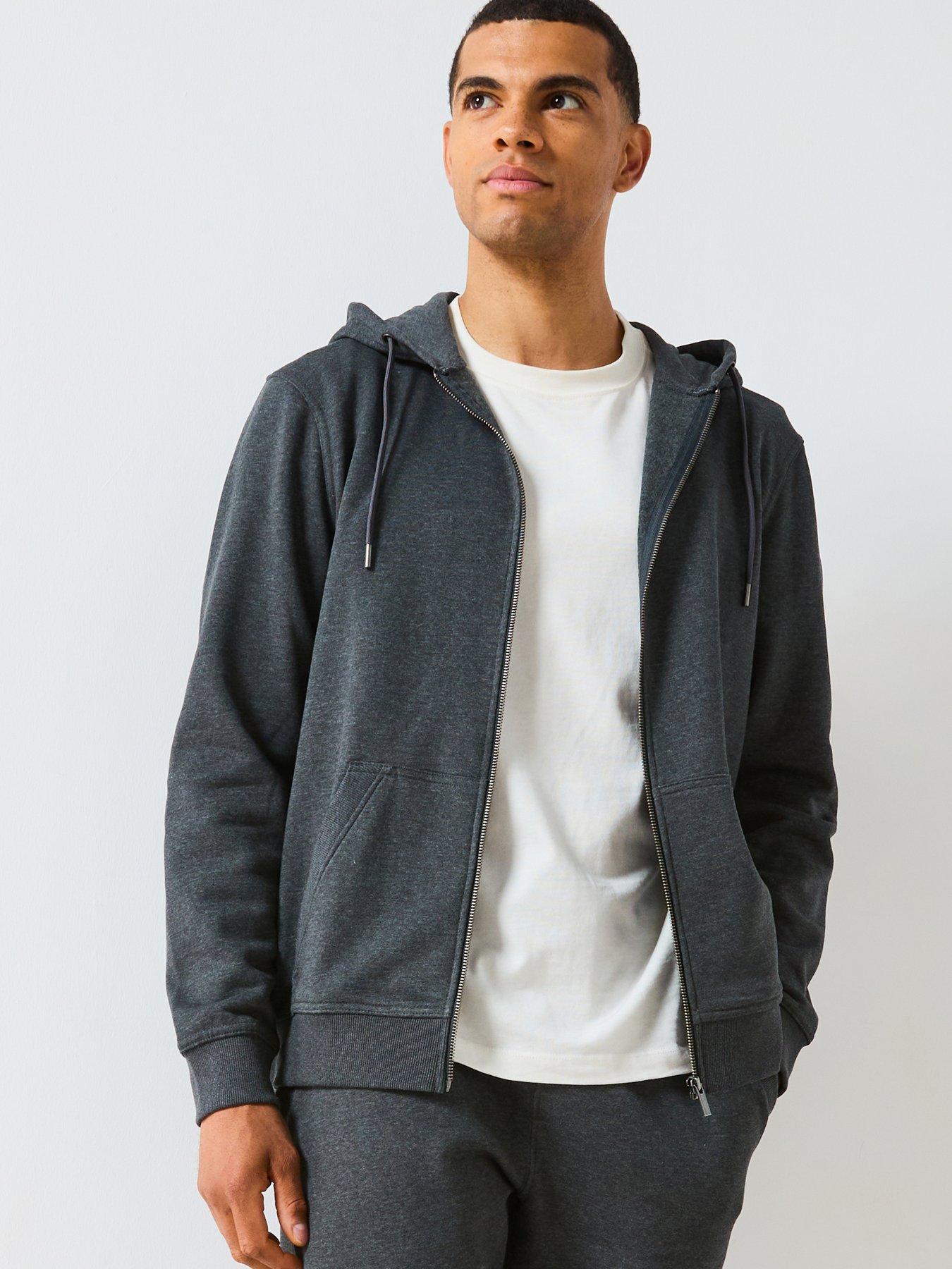 undefined Essential Zip Through Hoodie - Charcoal