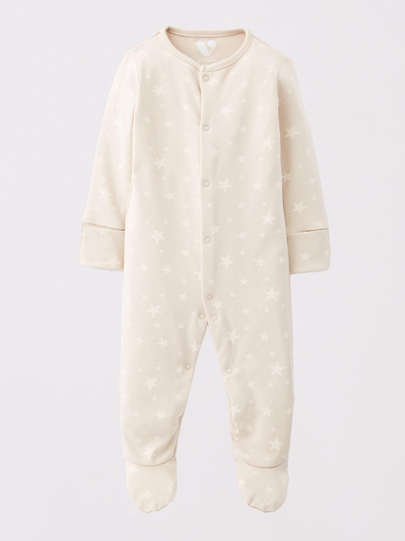 Image 2 of 5 of Mini V by Very Baby Unisex Animal 3 Pack Sleepsuits - Cream