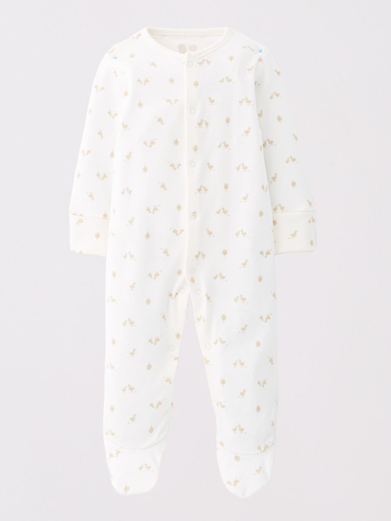 Image 3 of 5 of Mini V by Very Baby Unisex Animal 3 Pack Sleepsuits - Cream