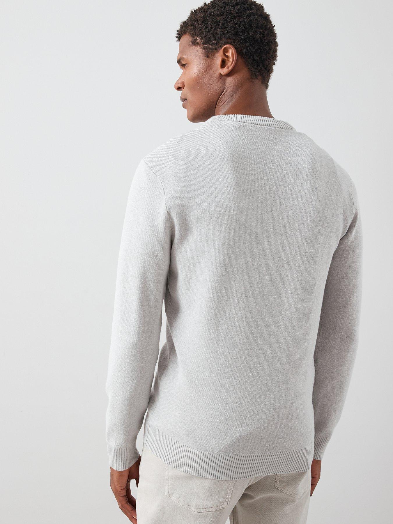 Image 2 of 7 of The Very Collection Midweight Knitted Crew Neck Jumper - Light Grey
