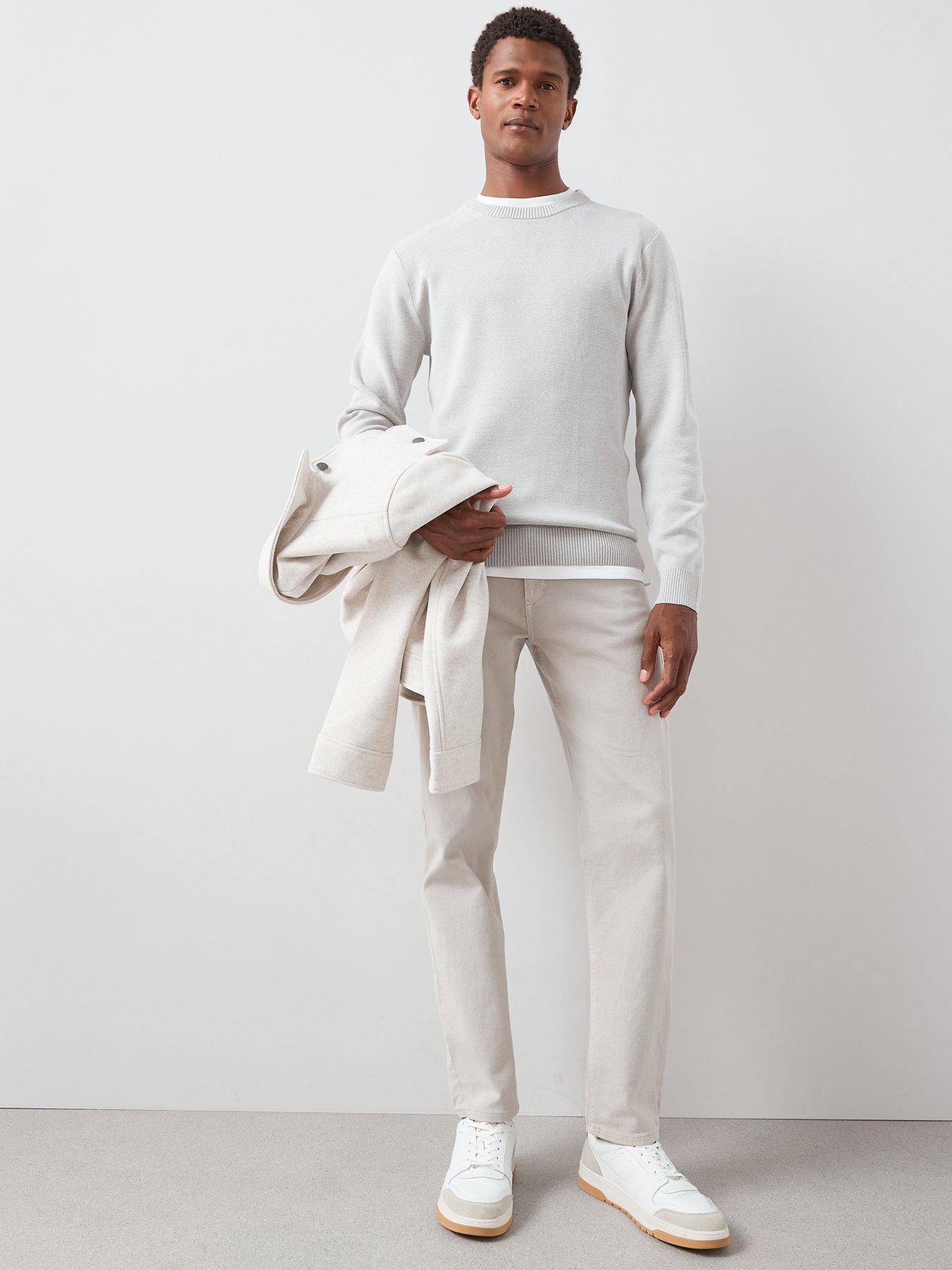 Image 3 of 7 of The Very Collection Midweight Knitted Crew Neck Jumper - Light Grey