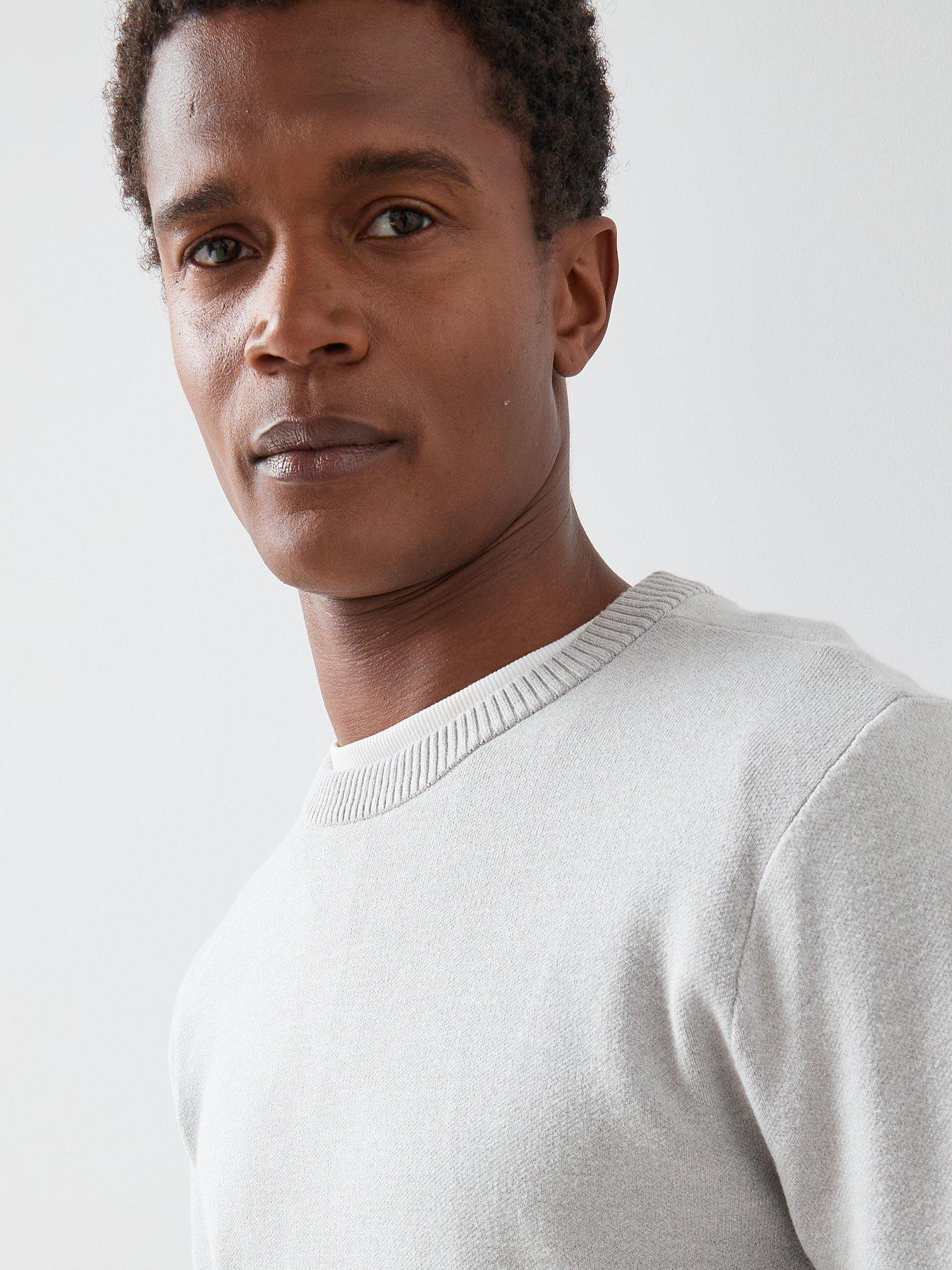 Image 4 of 7 of The Very Collection Midweight Knitted Crew Neck Jumper - Light Grey