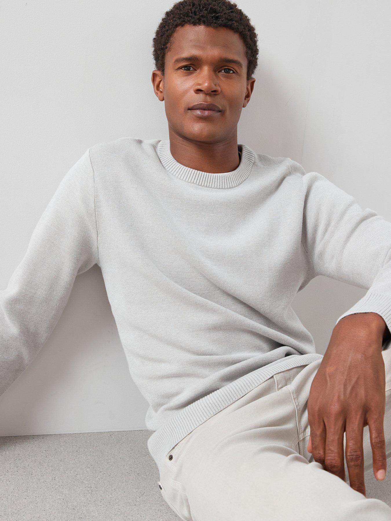 Image 5 of 7 of The Very Collection Midweight Knitted Crew Neck Jumper - Light Grey