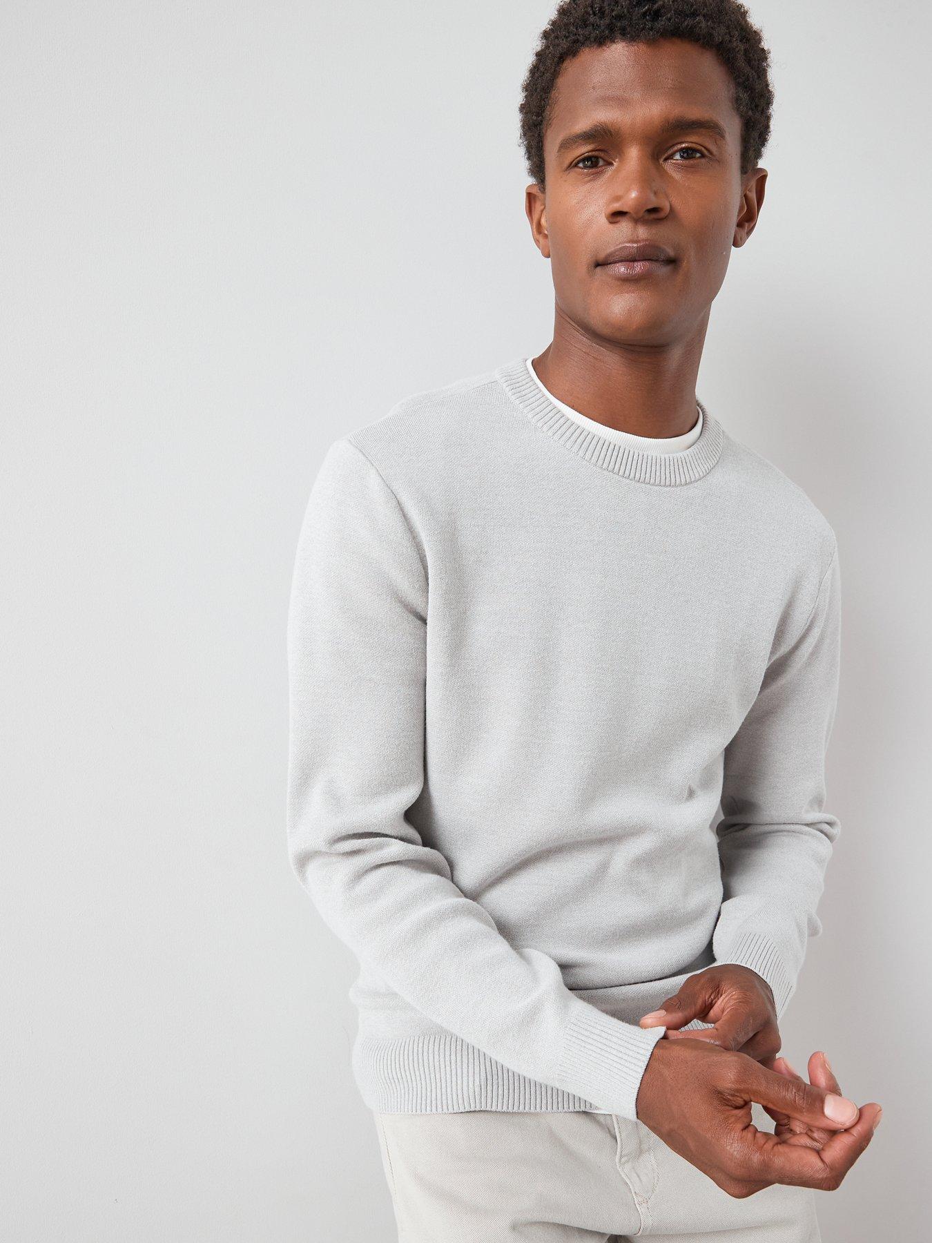 Image 6 of 7 of The Very Collection Midweight Knitted Crew Neck Jumper - Light Grey