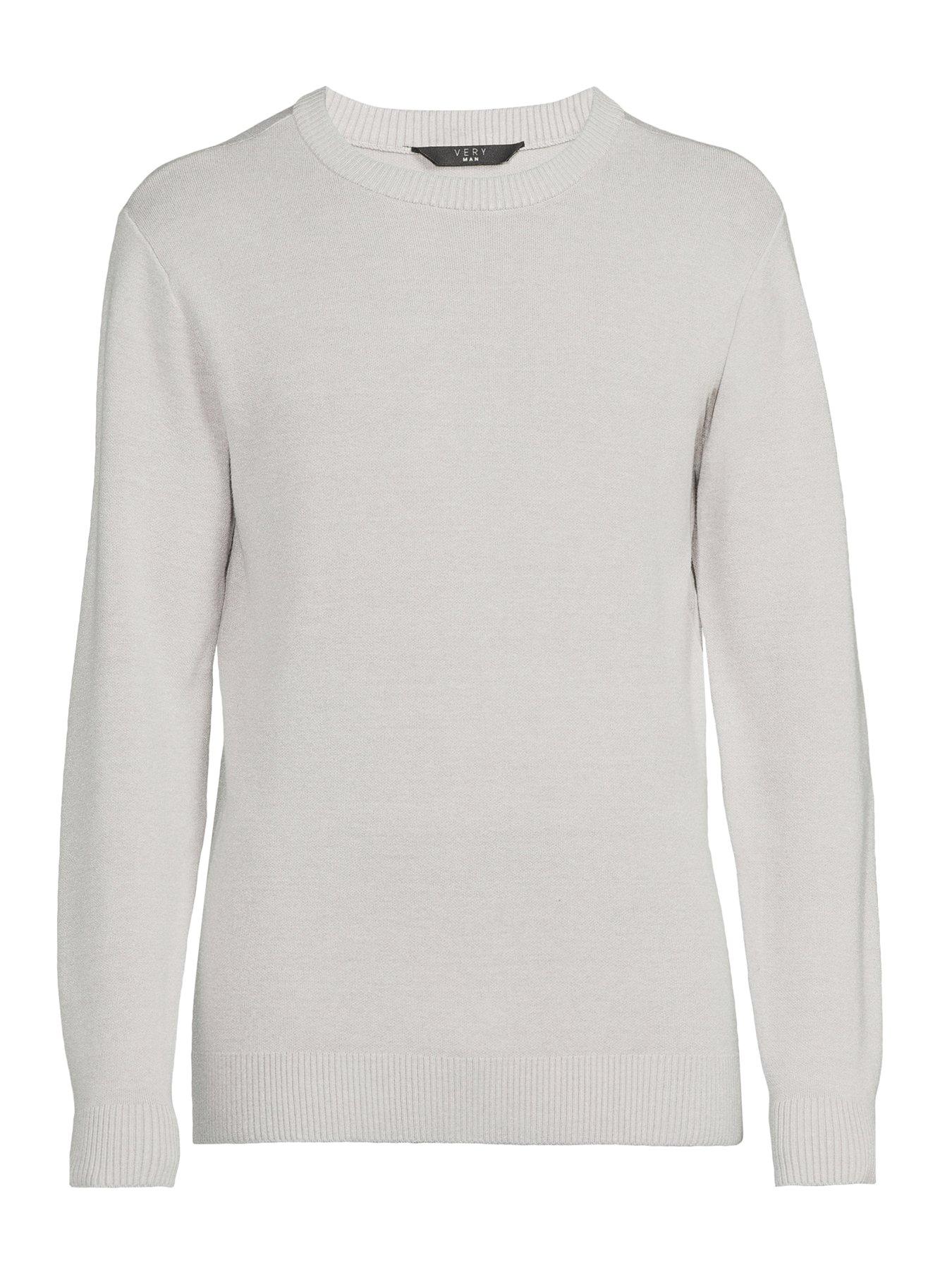 Image 7 of 7 of The Very Collection Midweight Knitted Crew Neck Jumper - Light Grey