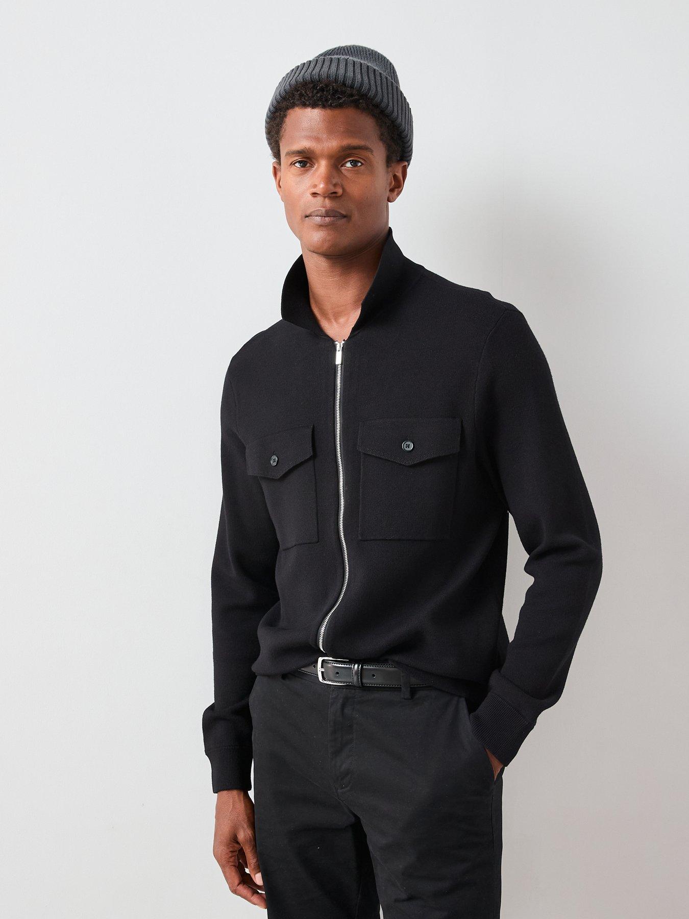 Image 1 of 7 of The Very Collection Midweight Knitted Zip Shacket - Black