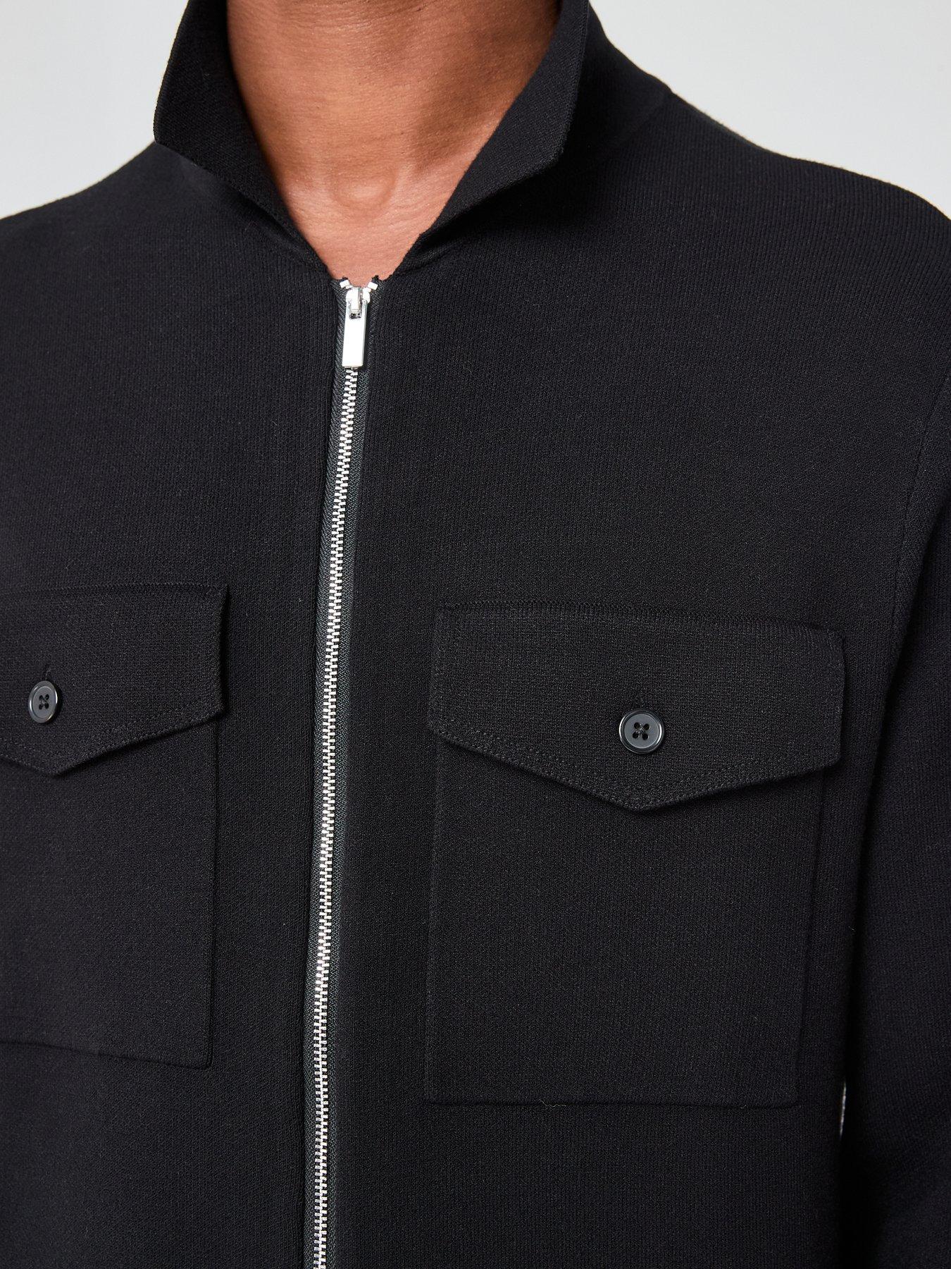 Image 4 of 7 of The Very Collection Midweight Knitted Zip Shacket - Black
