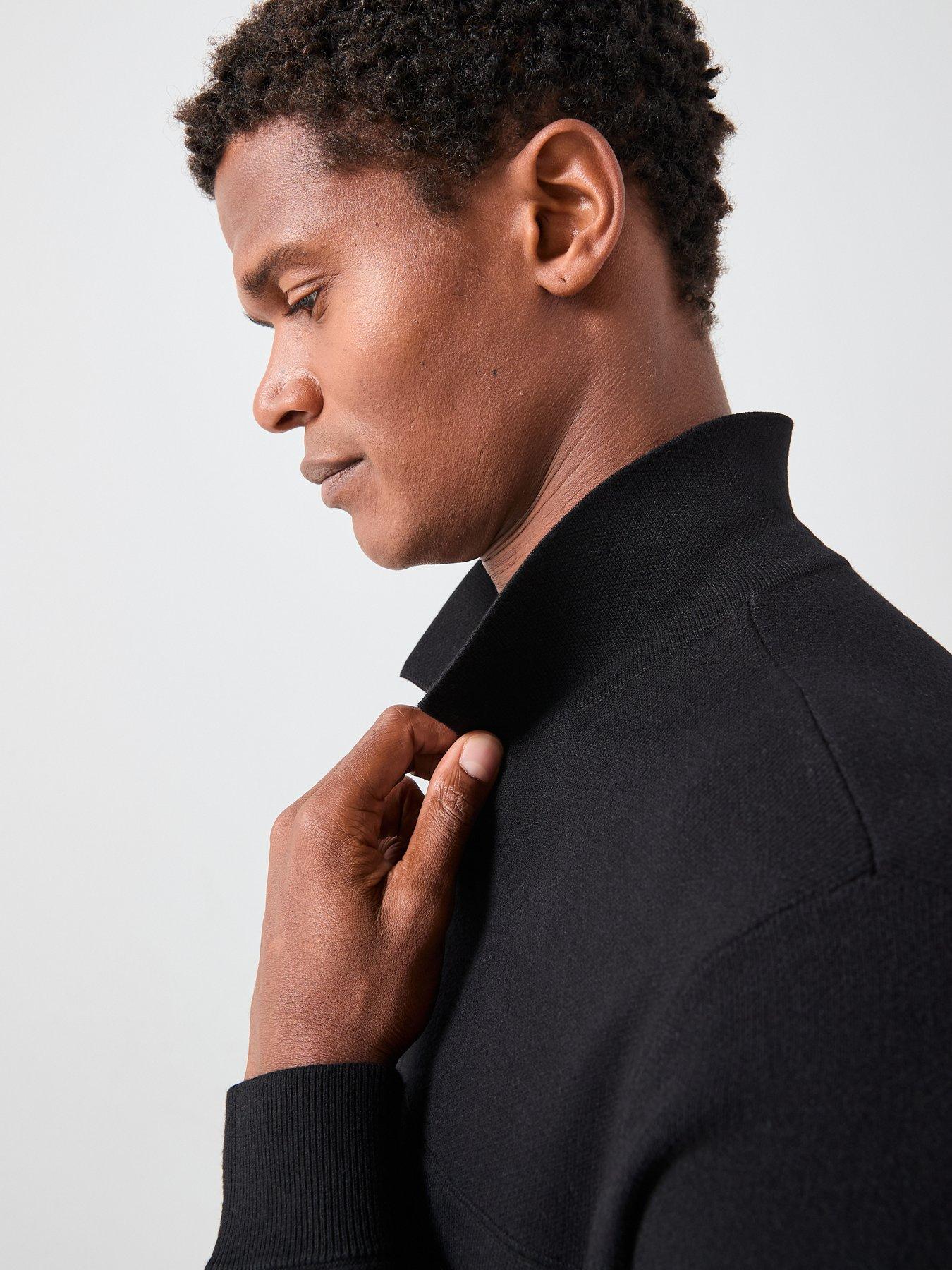 Image 6 of 7 of The Very Collection Midweight Knitted Zip Shacket - Black